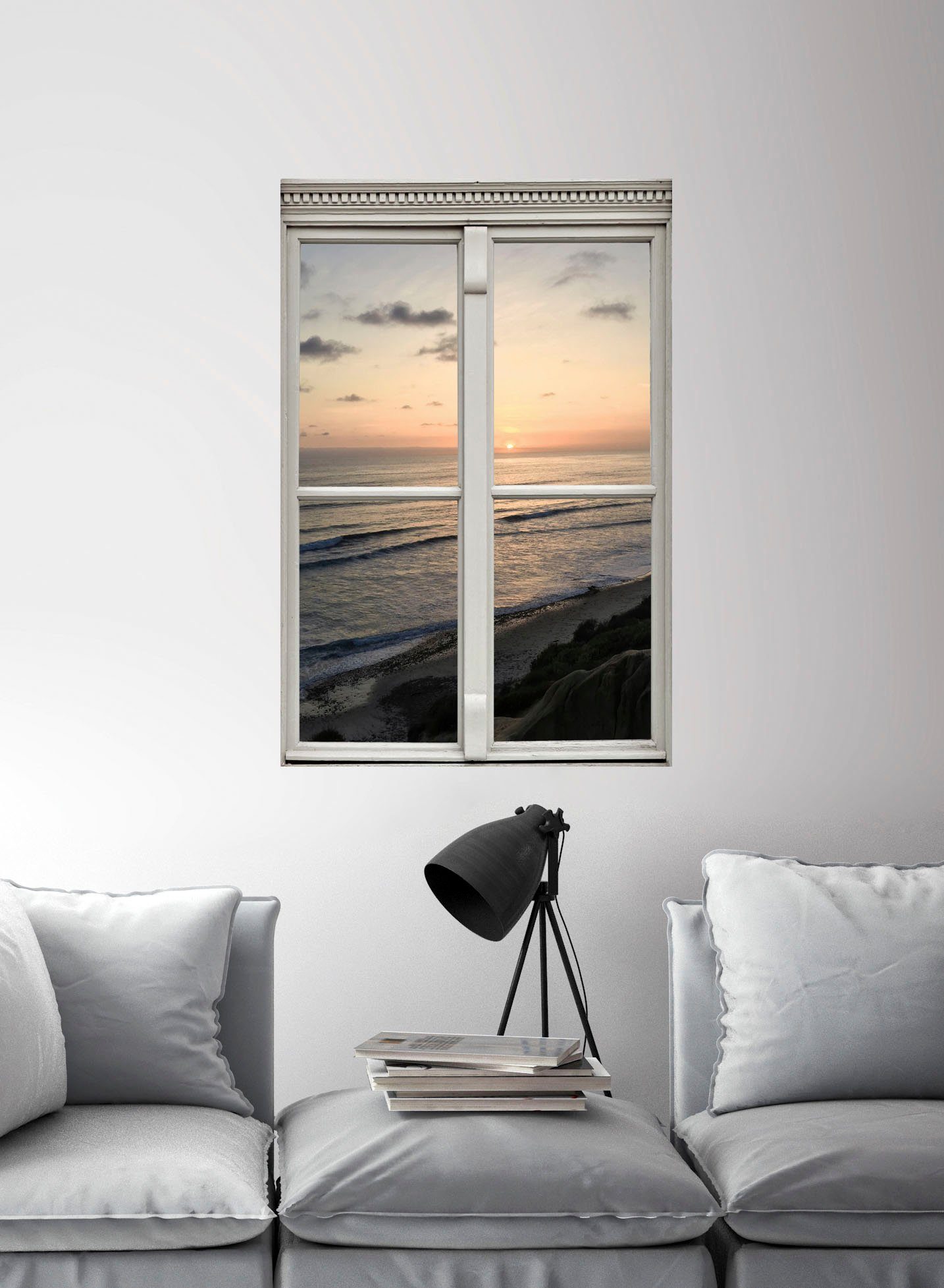 queence Wandsticker Sonnenuntergang, Wandsticker, Wandbild, selbstklebend, 3D, Fenster