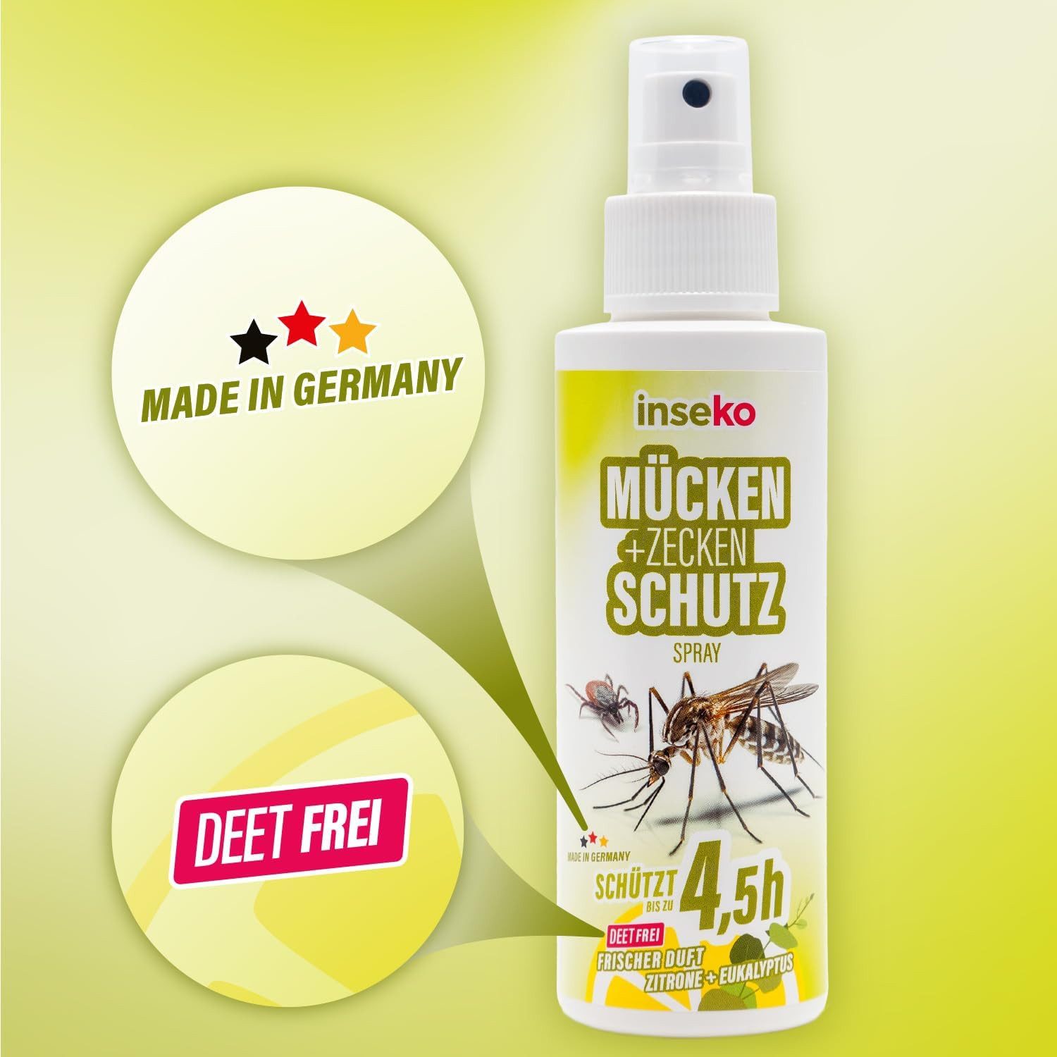 Inseko Insektenschutz-Spray 1x inseko Mücken- & Zeckenschutz Spray I DEET frei, Insektenschutz für Haut und Kleidung