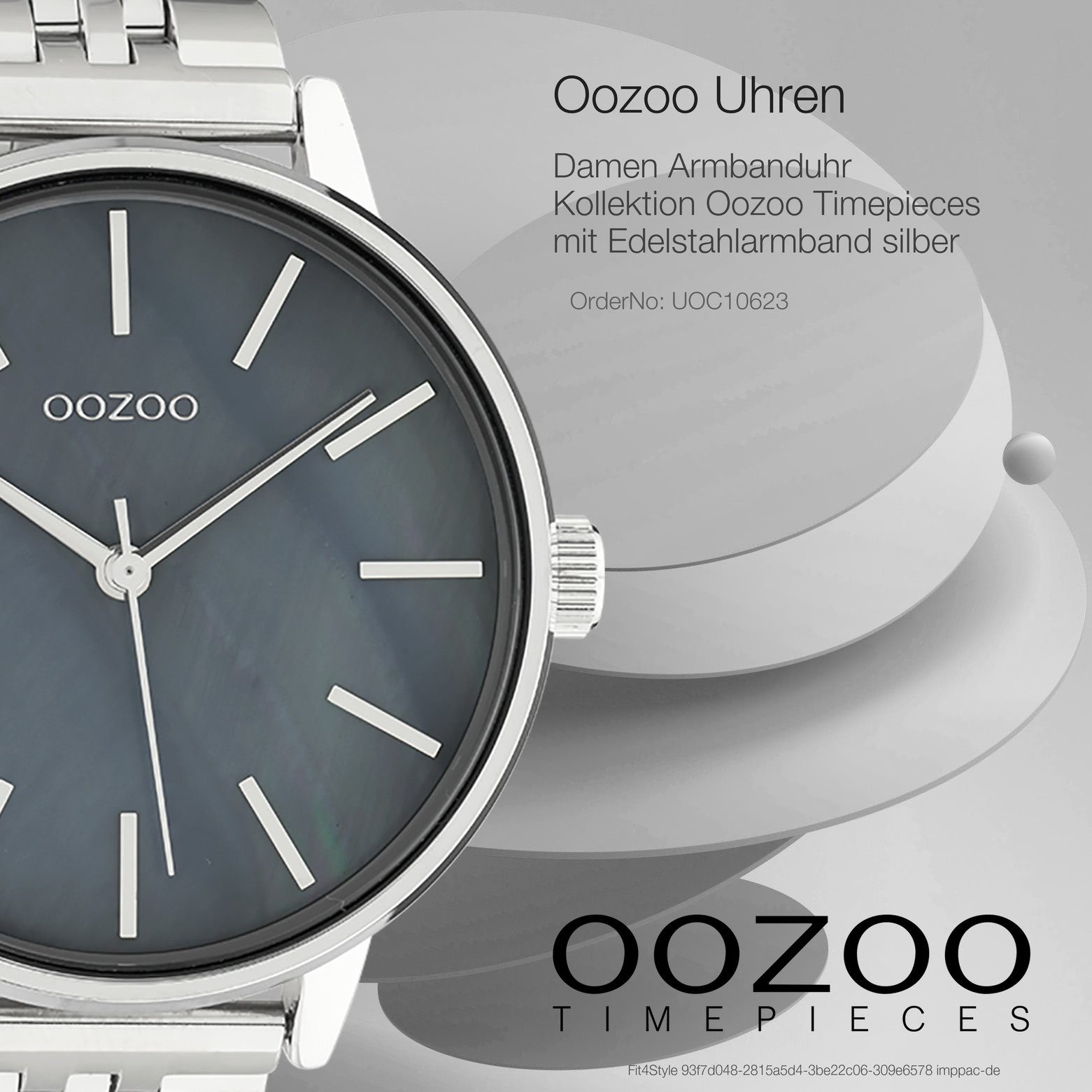 Analog, OOZOO Armbanduhr Damenuhr Timepieces Damen Fashion-Style groß Oozoo (ca. Edelstahlarmband, Quarzuhr 40mm) rund,