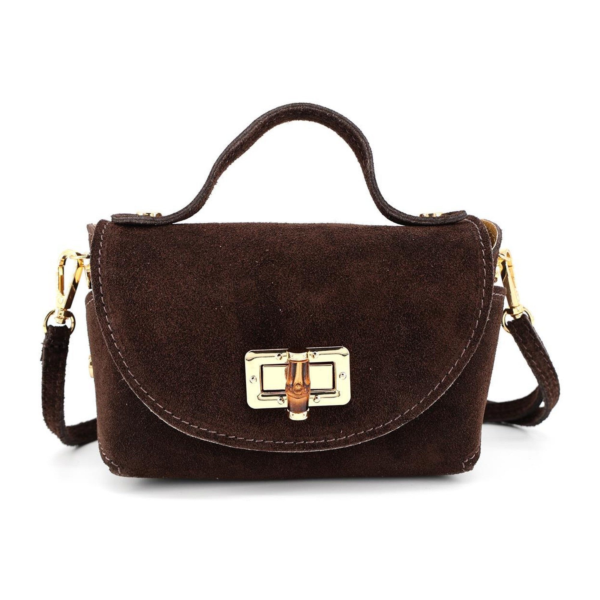 BRISE TASCHE Schultertasche Echtleder-Minitasche ca. 17 × 12 cm mit Drehverschluss zum Umhängen (Einzelartikel), Echtleder, Drehverschluss, Tragegriff oben