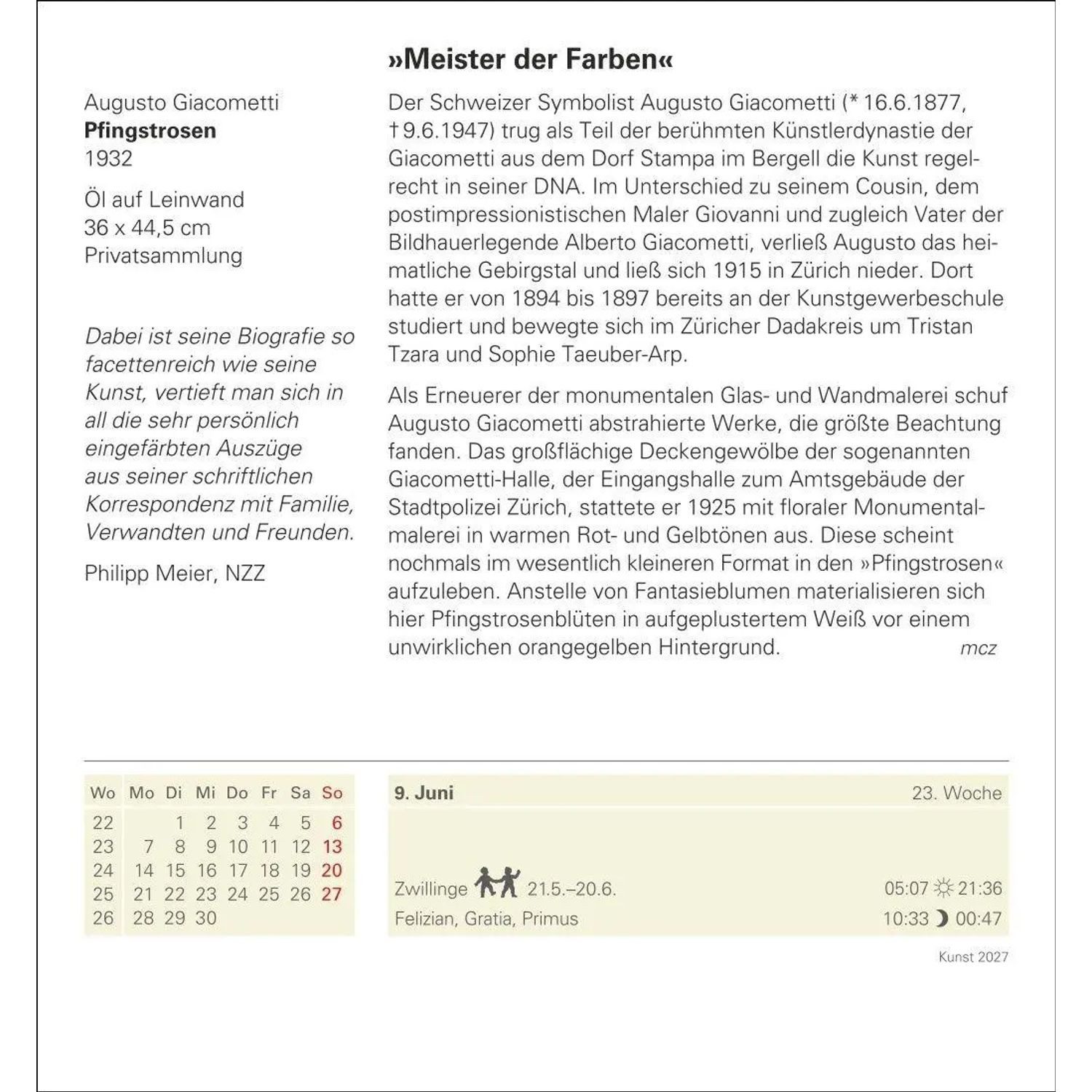 Harenberg Kalender Verlag Abreißkalender Kunst Tagesabreißkalender 2027 - Kulturkalender - Künstler, Werke,... – Bild 3 von 5