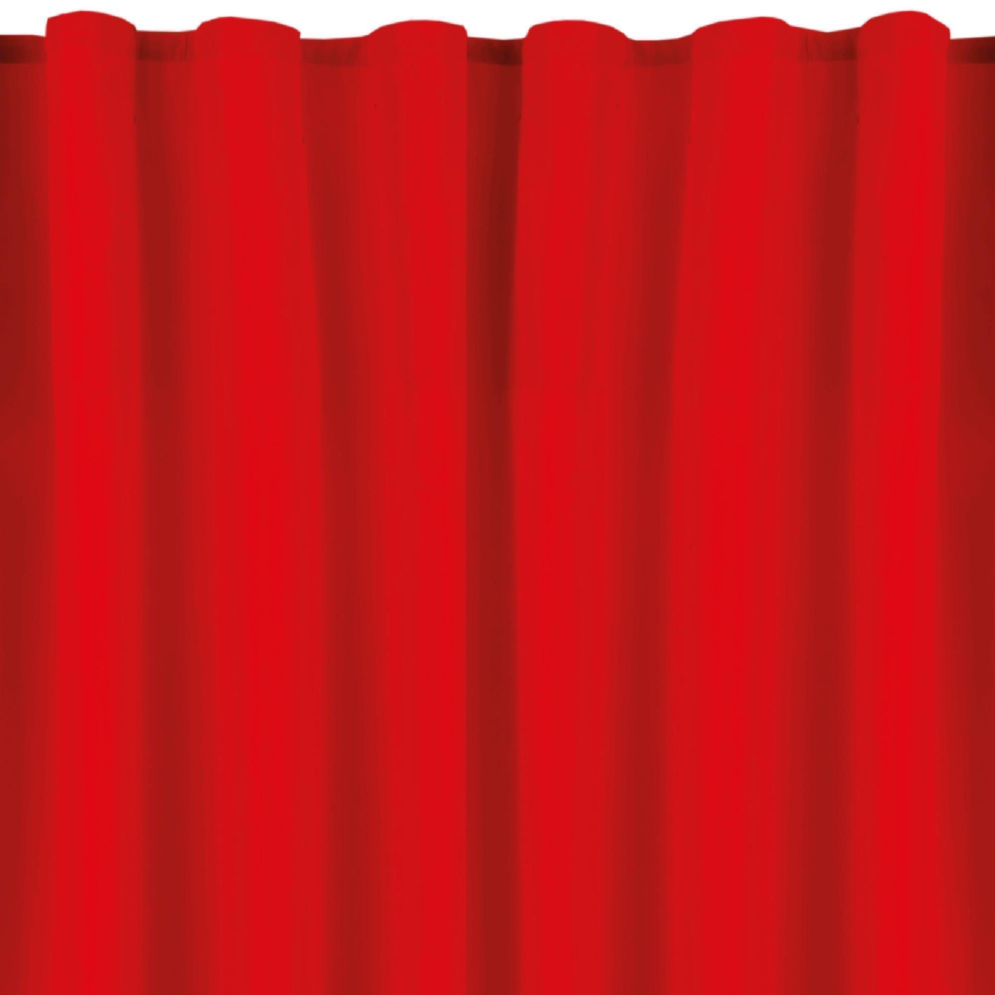 Rot (2 2 Bestlivings, blickdicht, Gardinen, Raffhaken) Kräuselband Vorhang, Microfaser, "Blickdicht" St), (2 Kräuselband mit Raffhalter, Gardinenset 2