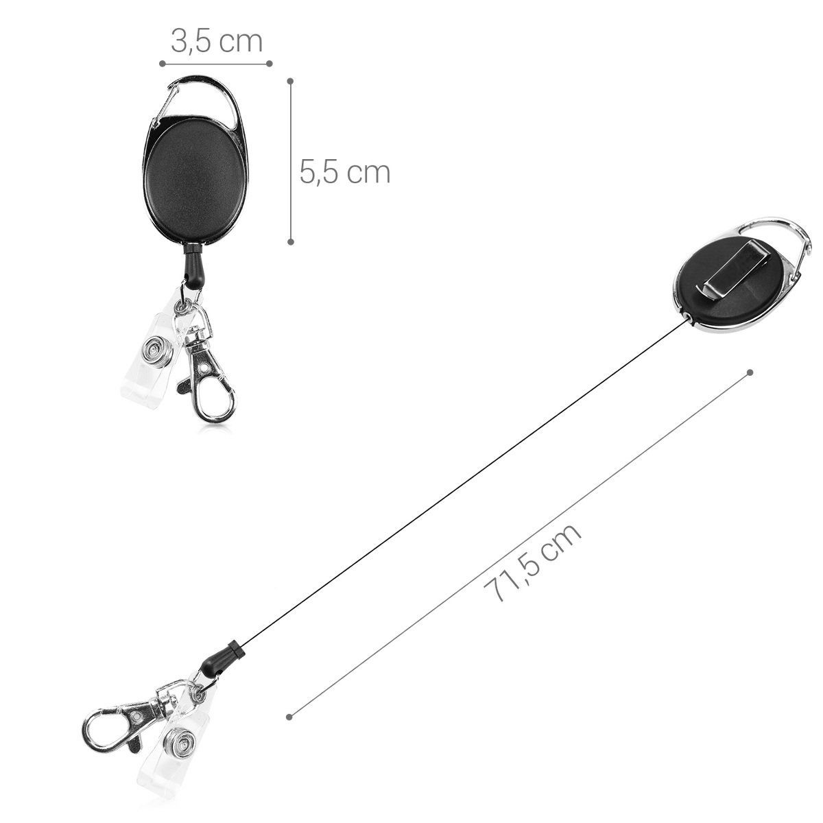 kwmobile Schlüsseltasche 2x Jojo mit Ausweis Clip - Schlüsselanhänger ausziehbar - Kartenhalter (2-tlg), Schlüssel Jojo Ausweis Clip – Bild 3 von 5