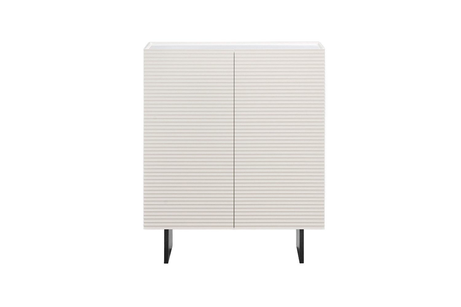 KAWOLA Highboard LYNN moderne Kommode, viel Stauraum, 2 Türen lackiert weiß, Einlegeböden verstellbar