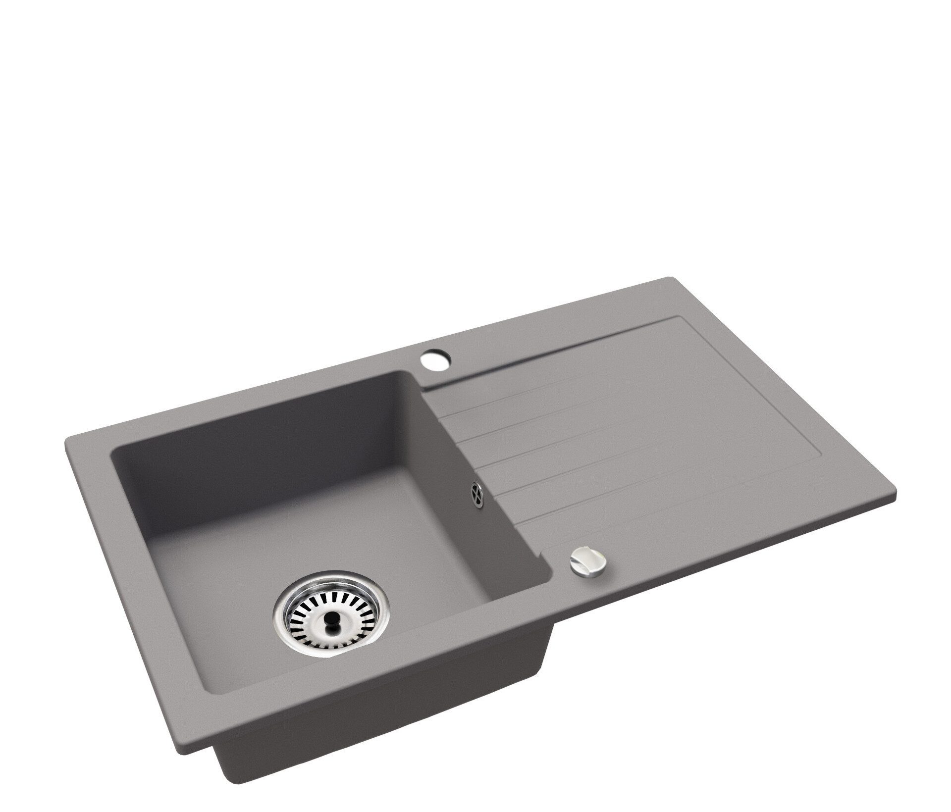 Faizee Möbel Granitspüle Granitspüle 75 cm Grau Mit passender Armatur Kompl günstig online kaufen