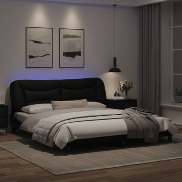 vidaXL Bett Bettgestell mit LED Schwarz 180x200 cm Kunstleder