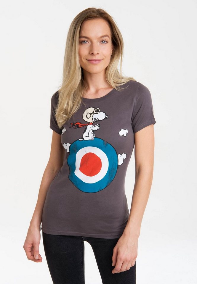 Snoopy Das Print, T-Shirt T-Shirt mit hochwertig ANGENEHMES - aus besteht Peanuts MATERIAL: 100% lizenziertem LOGOSHIRT
