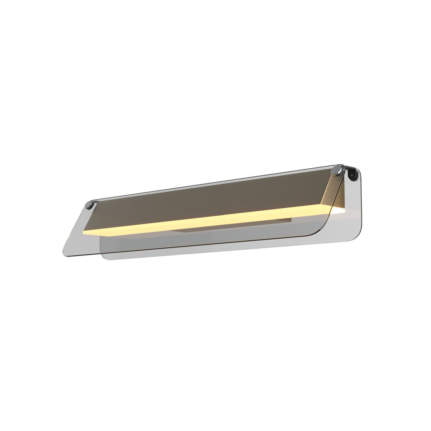 Licht-Erlebnisse Wandleuchte SOMI, LED fest integriert, Warmweiß, LED Rauchglas Metall 43 cm breit in Messing Grau länglich 1150 lm
