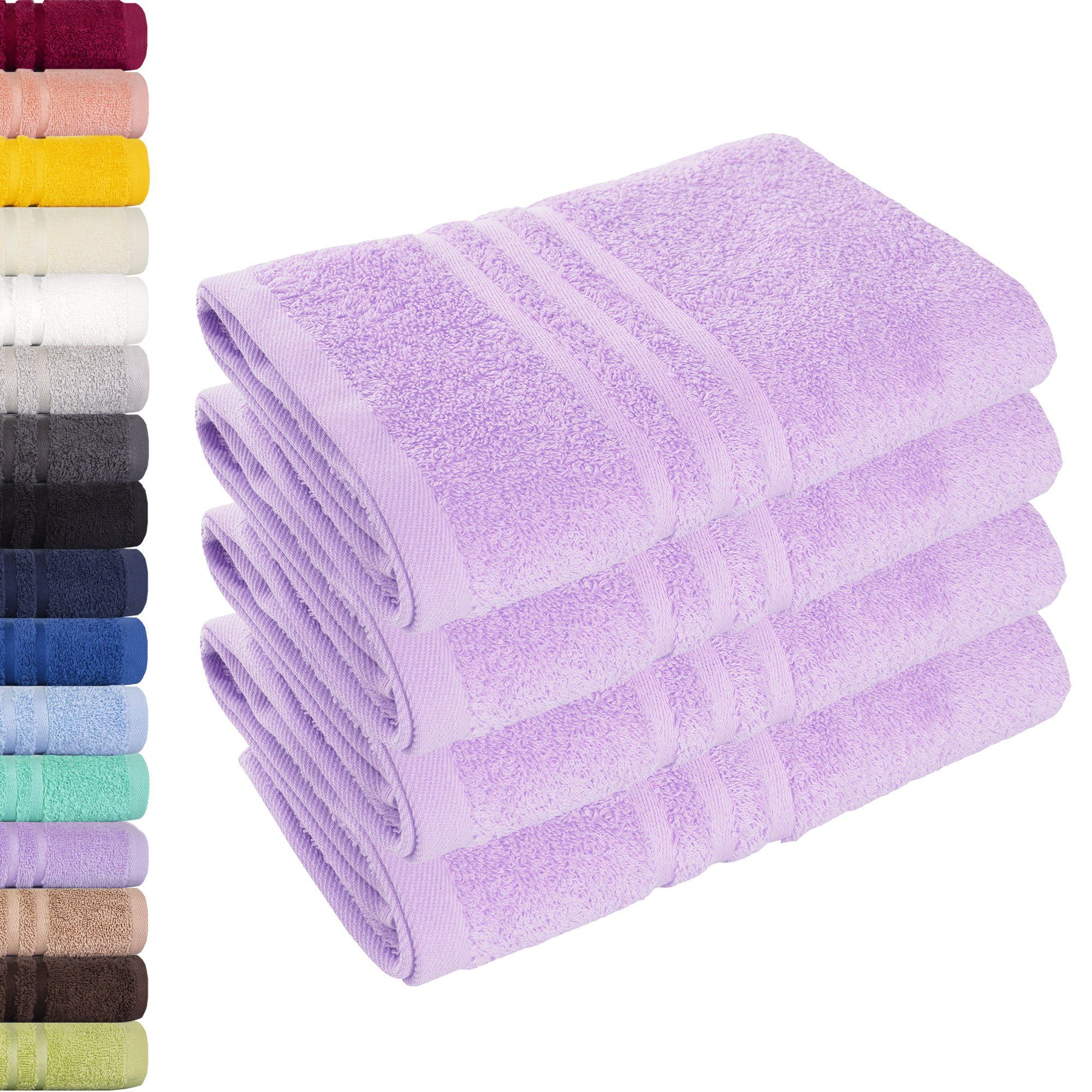 Lavea Handtuch Elena, 50x100cm aus 100% Baumwolle, fusselfreies, pflegeleichtes hautfreundliches Handtuch-Set (Set, 4-St), einzigartig weiche Frottee Handtücher für jeden Hauttyp geeignet