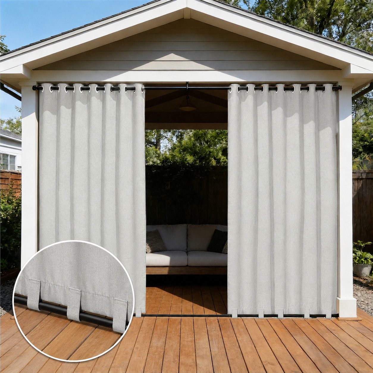 LMaxhome Outdoorvorhang 100% Blickdicht Wetterfest mit Ösen – Winddicht & Wasserabweisend (1 St), XXL Extra breit 254 cm – Sonnenschutz für Balkon, Terrasse & Pergola