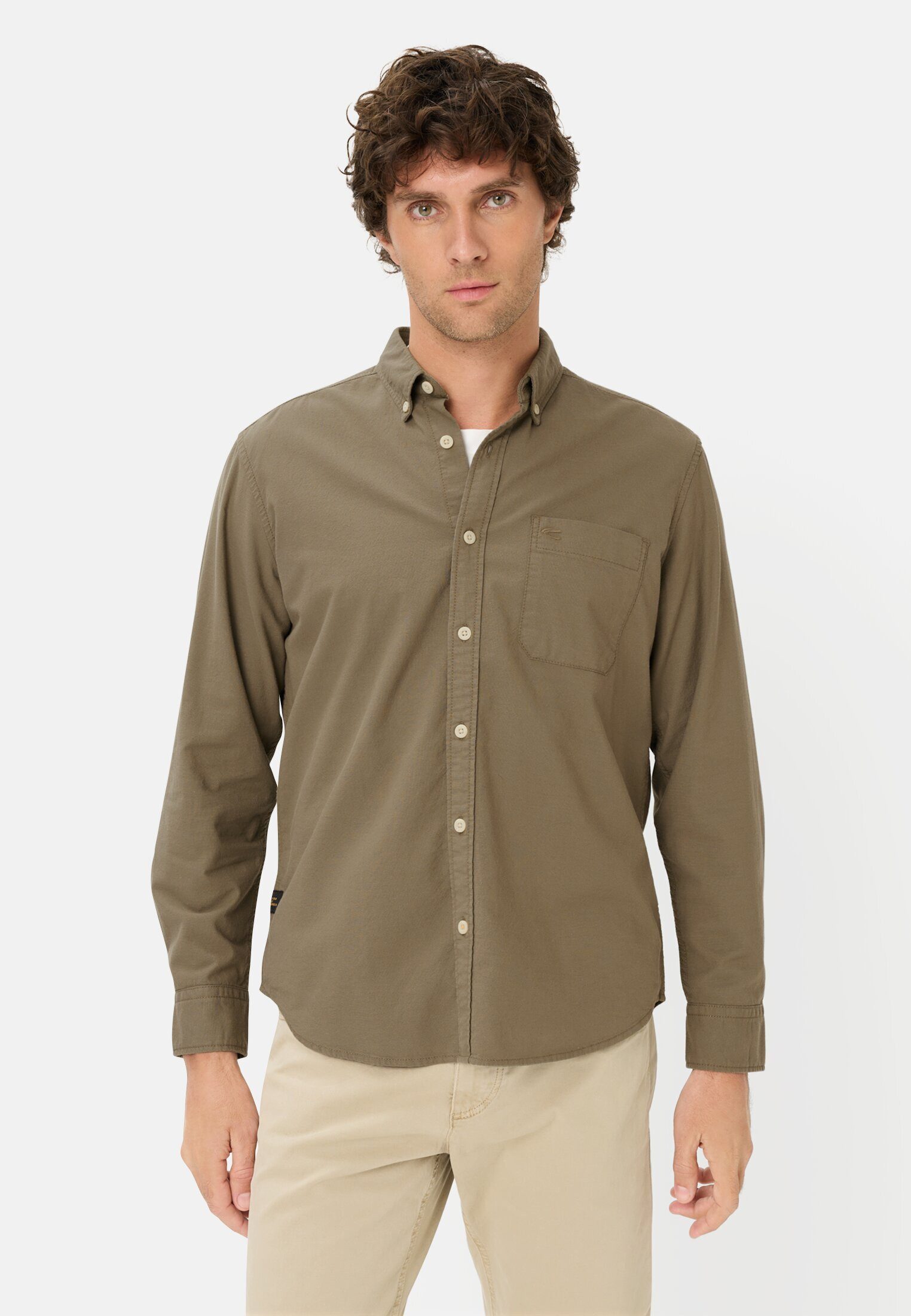 camel active Langarmhemd mit Brusttasche Langarm Button-Down