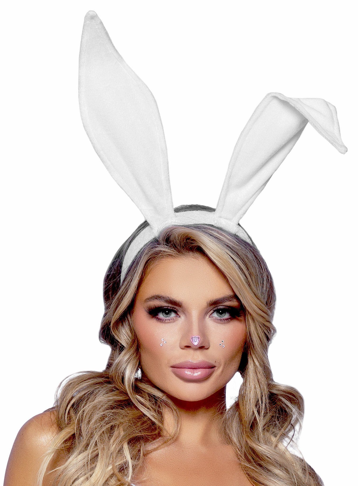 Leg Avenue Kostüm Biegbare Hasenohren weiß - Fasching Haarreif Kostü, Verstellbare Ohren für individuelle Bunnys