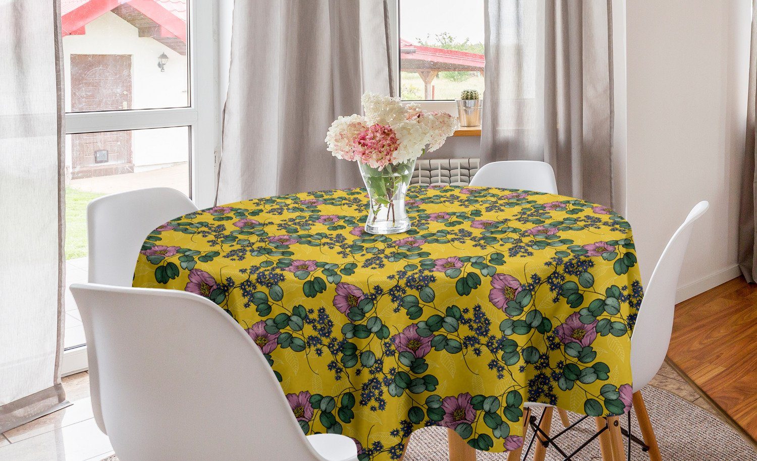 Blumen Abakuhaus Tischdecke Dekoration, einem Hintergrund Tischdecke Küche auf für Esszimmer Abdeckung gelben Kreis Blumen