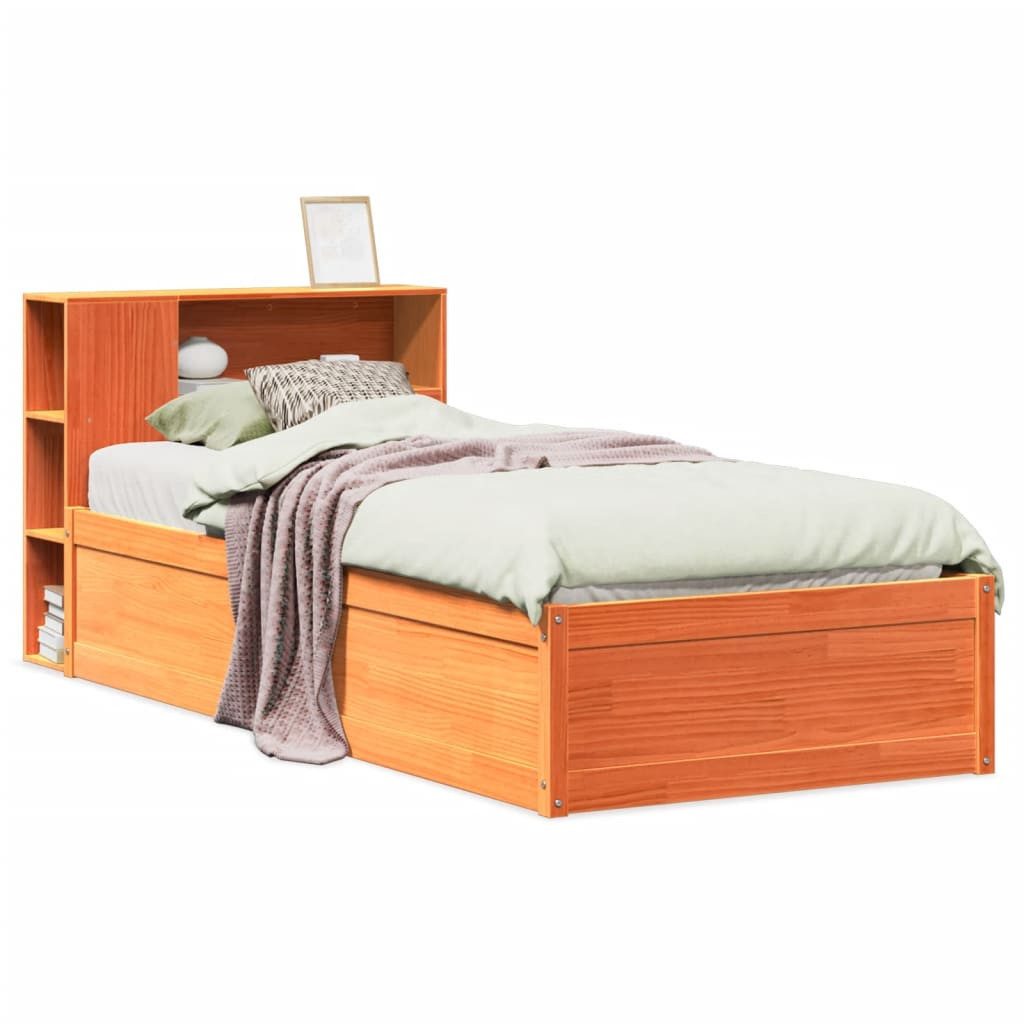 vidaXL Bett Massivholzbett ohne Matratze Wachsbraun 75x190 cm Kiefernholz günstig online kaufen