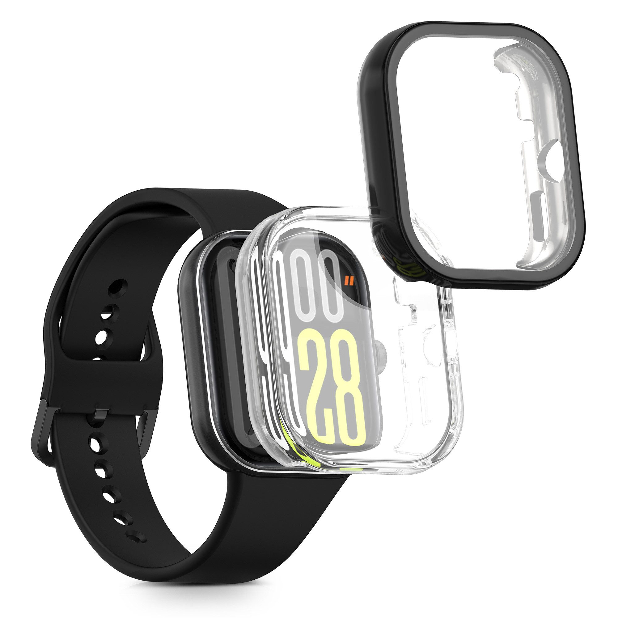 kwmobile Smartwatch-Hülle 2x Silikon Hülle für Xiaomi Redmi Watch 5 / Redmi Watch5 eSIM, Schutzhülle Fullbody Display Cover Set aus Silikon