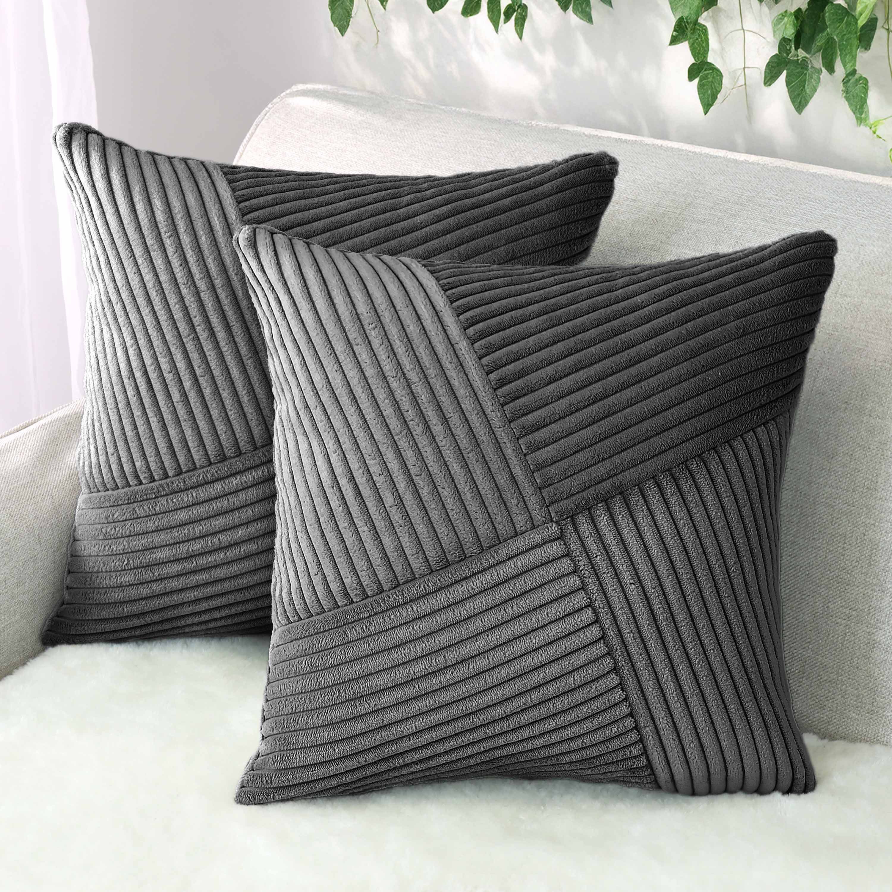 Amilian Dekokissen Sofakissen 40x40 2er Set mit Füllung und Bezug - Cord-Optik, Reißverschluss, formstabil, 2 Stück