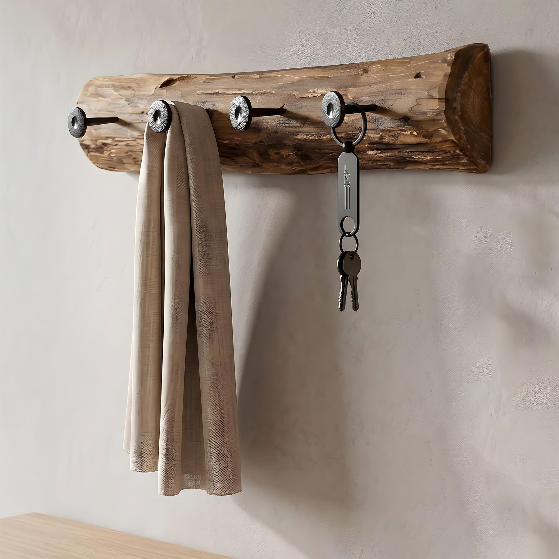 Levandeo® Garderobe, Garderobe Teak Holz 4 Haken L50cm Hakenleiste Recyclingholz Wanddeko