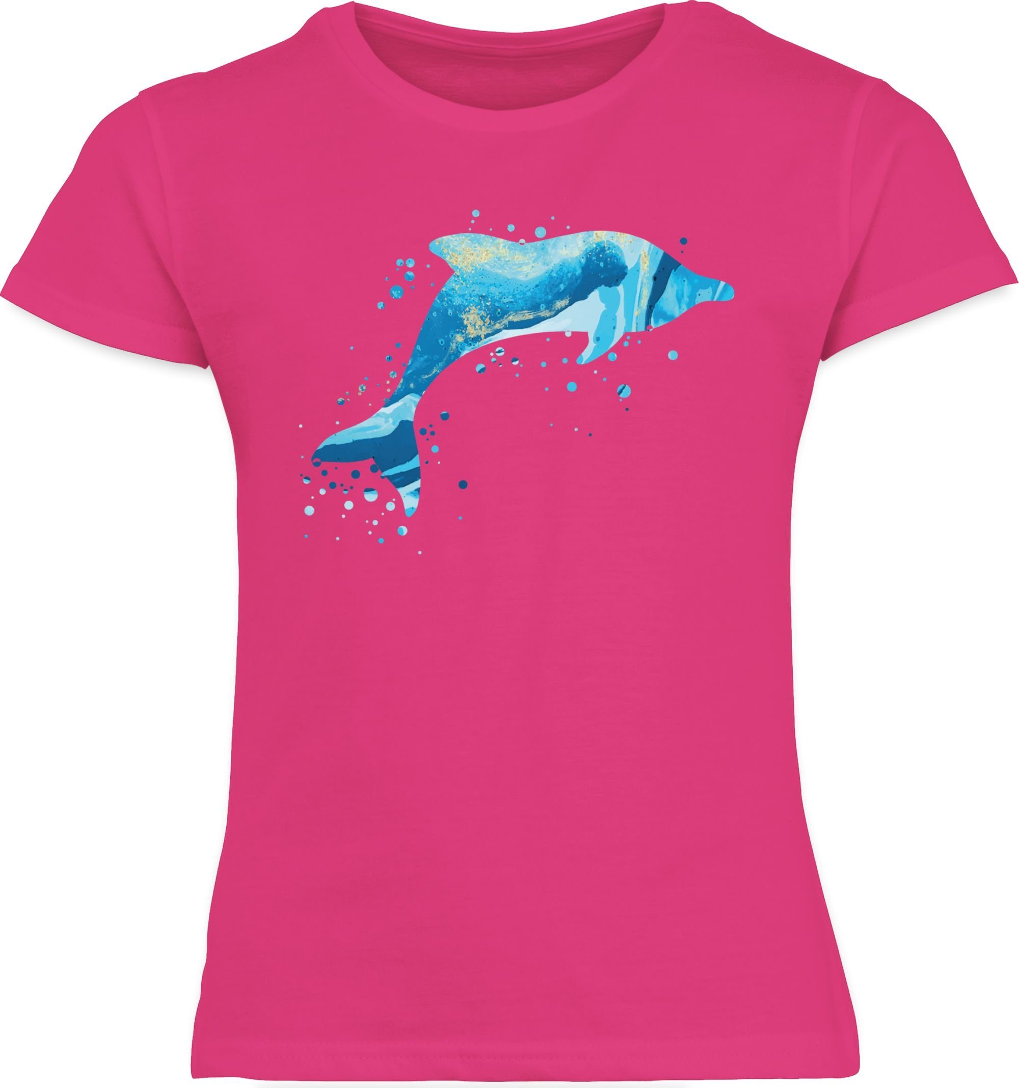 Shirtracer T-Shirt Springender Delfin Fuchsia 2 Kinderkleidung Muster mit Co und
