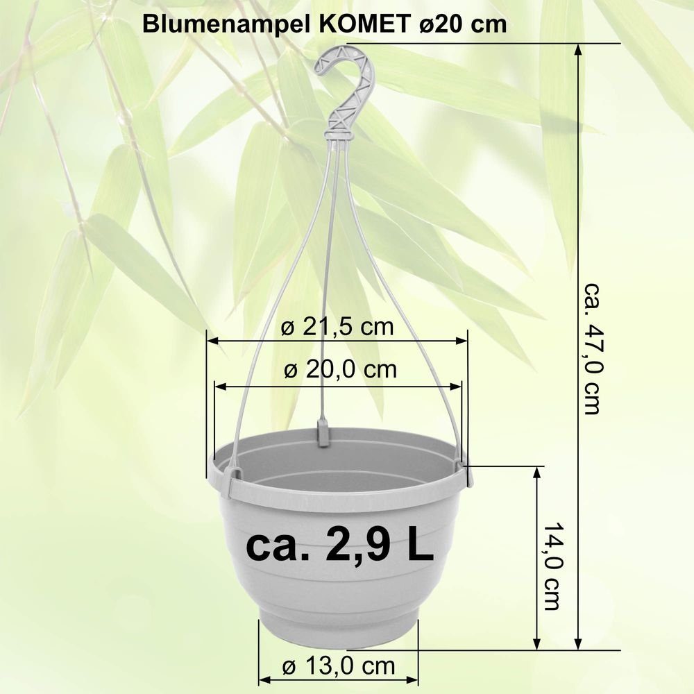 2 - - Weiss wetterfestes - - Heimwerkercenter MePla Ampel Blumentopf Stück - KOMET cm UV-beständiger Pflanztopf Blumenampel ø20 - Pflanzgefäß