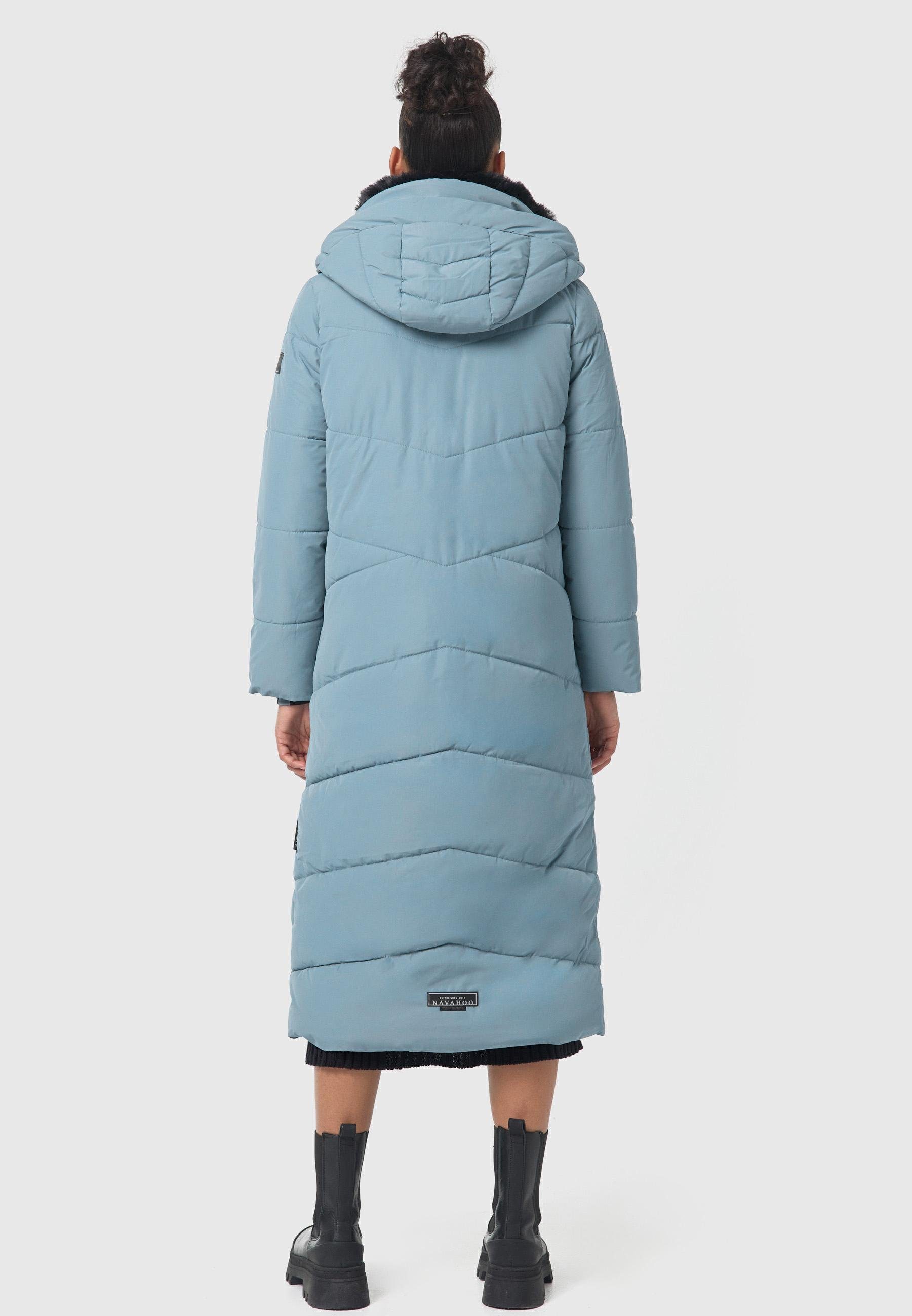 Navahoo Steppmantel Hingucker XIV Damen Wintermantel mit abnehmbaren Kunstfellkragen