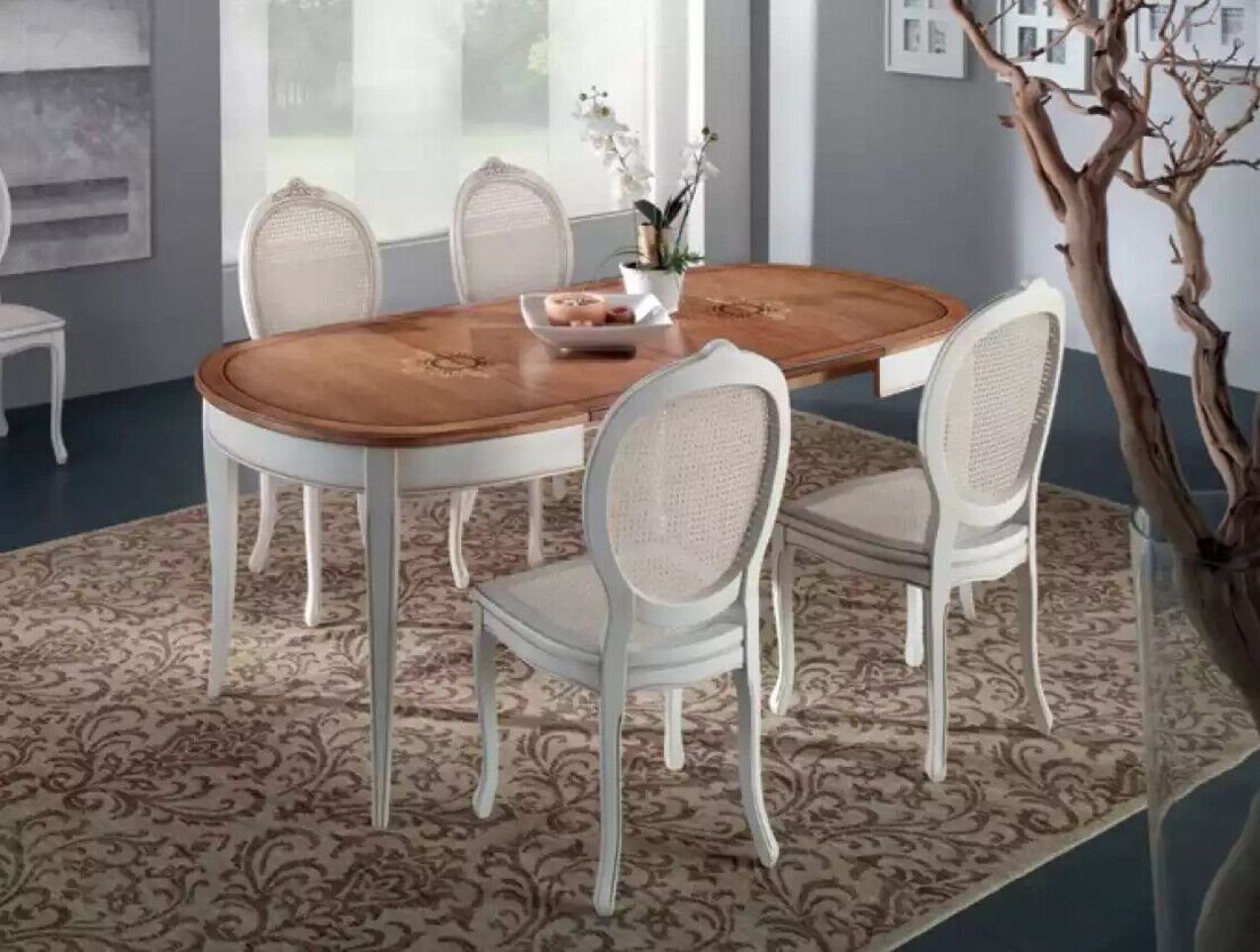JVmoebel Esszimmer-Set Italienische Möbel Designer Holz Tisch Ess Zimmer 4x Stühle, (5-St., Esstisch + 4х Stühle), Made in Italy