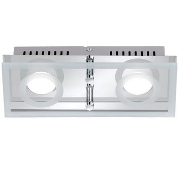 WOFI LED Wandleuchte, LED-Leuchtmittel fest verbaut, Warmweiß, LED Decken Leuchte Wohnraum Wand Lampe Glas Strahler silber 2-flg WOFI