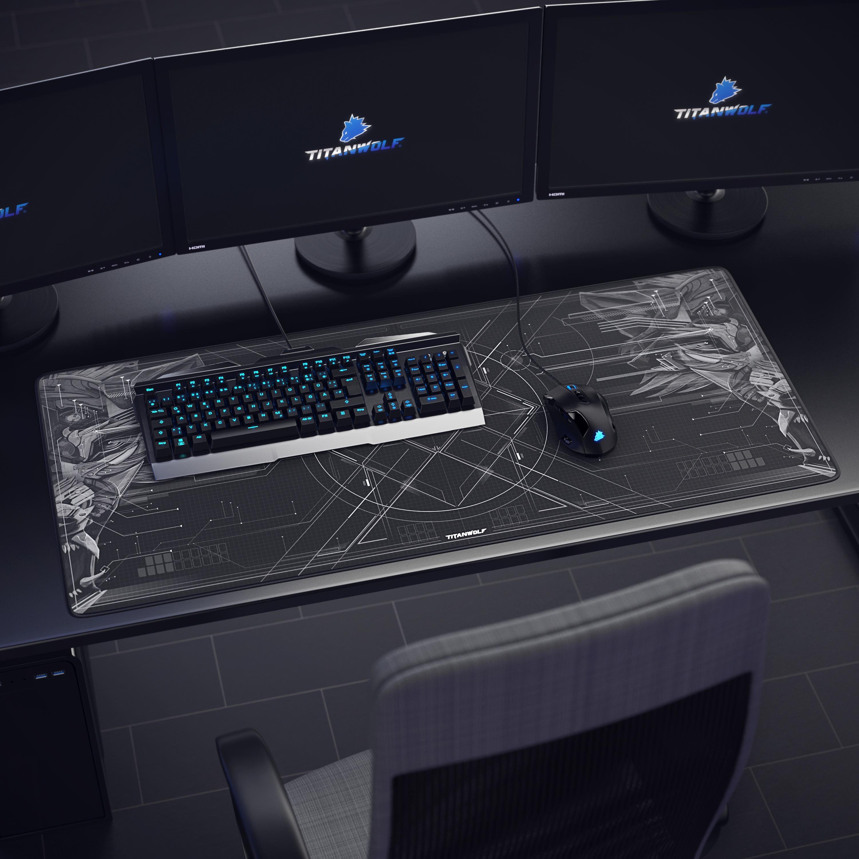 Titanwolf Gaming Mauspad XXL Speed Mousepad 900 x 400 x 3 mm, große Tischunterlage, Large Size (1-St), rutschfest, abwaschbar, für Geschwindigkeit & Präzision,  – Bild 2 von 5