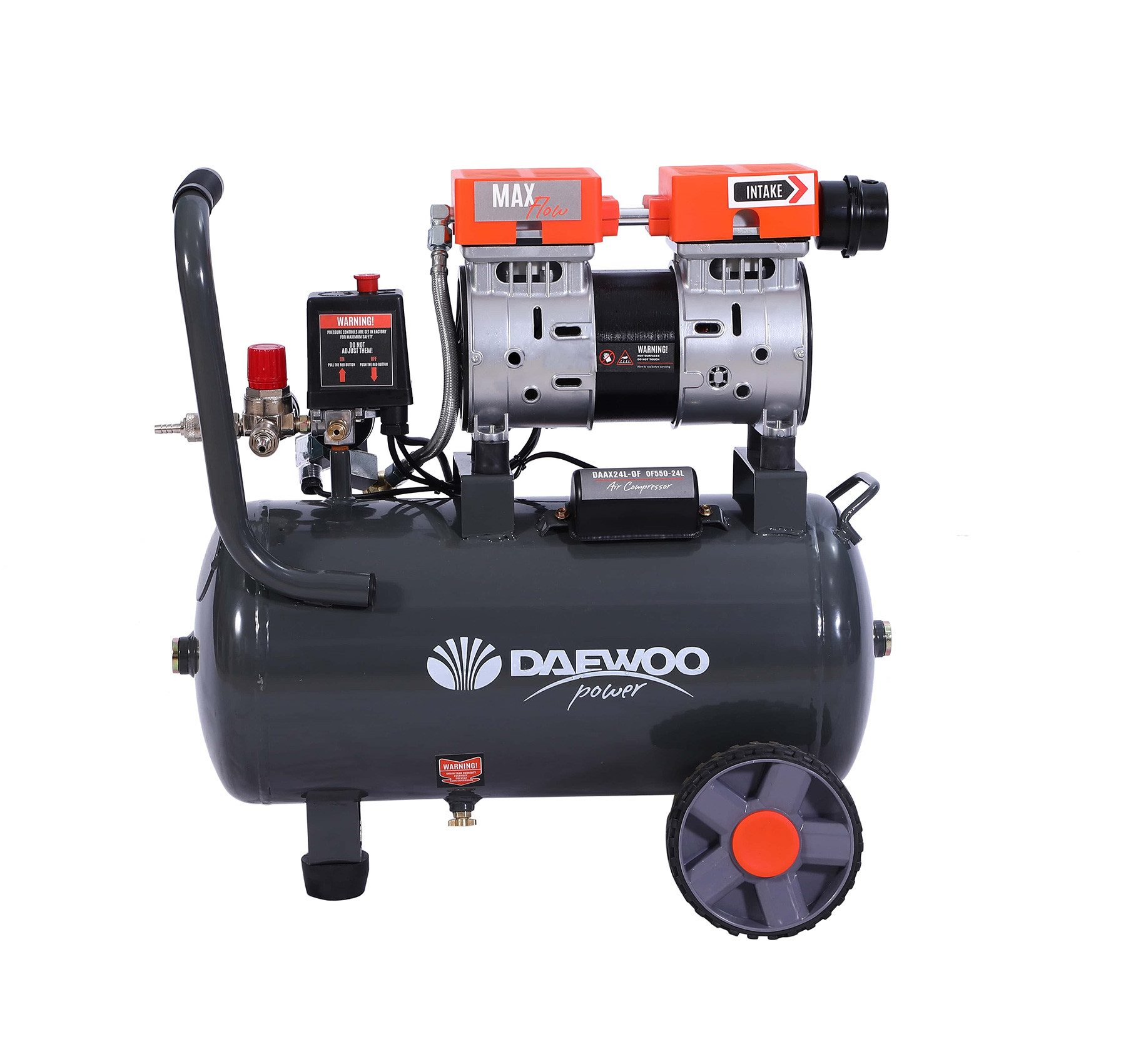 Daewoo Power Products Kompressor DAEWOO Ölfreier lautloser Kompressor 24L DAAX24L, max. 8 bar, ölfrei und lautlos