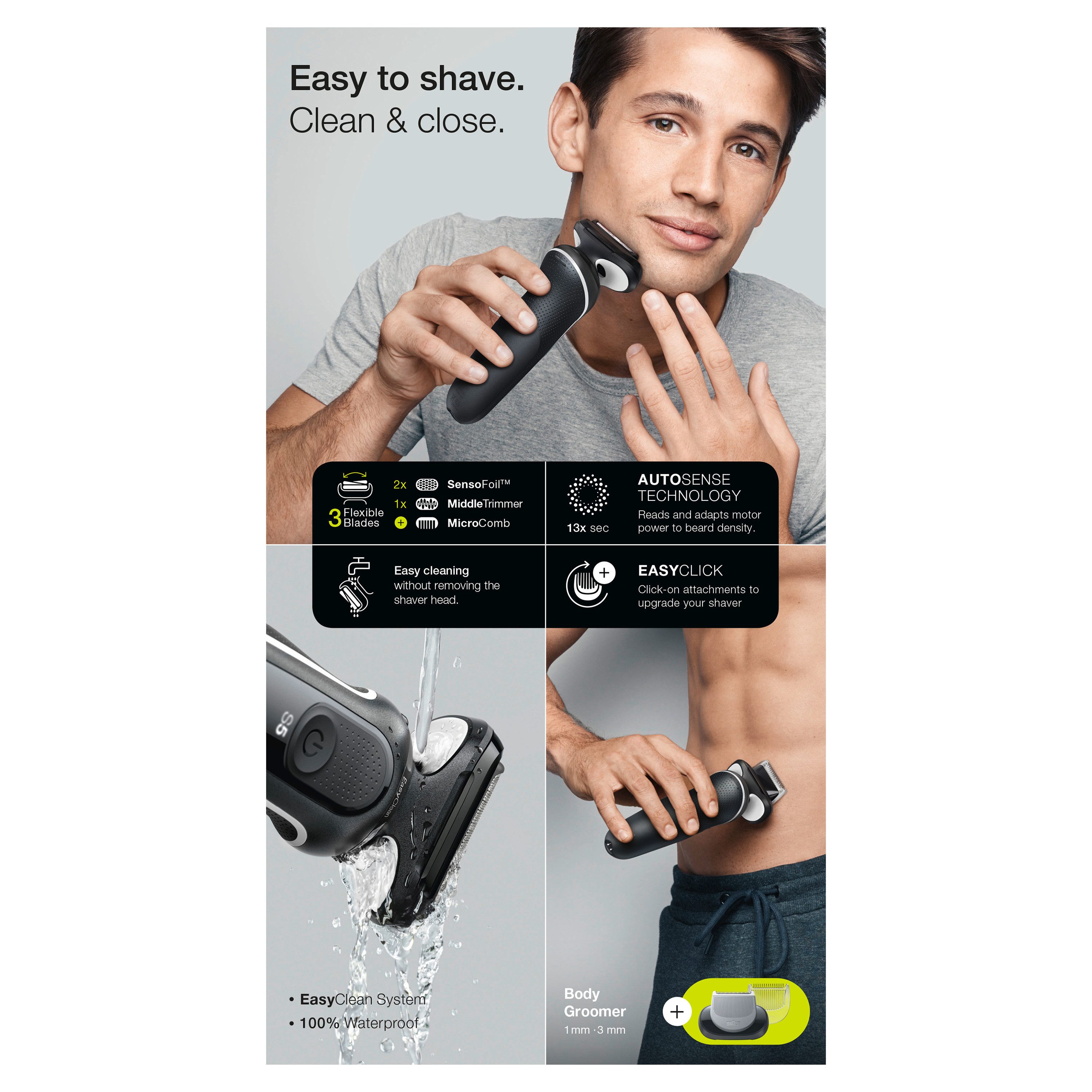 Braun Elektrorasierer Series 5 - 51-W1600s + GRATIS BodyGroomer Aufsatz - Black/White