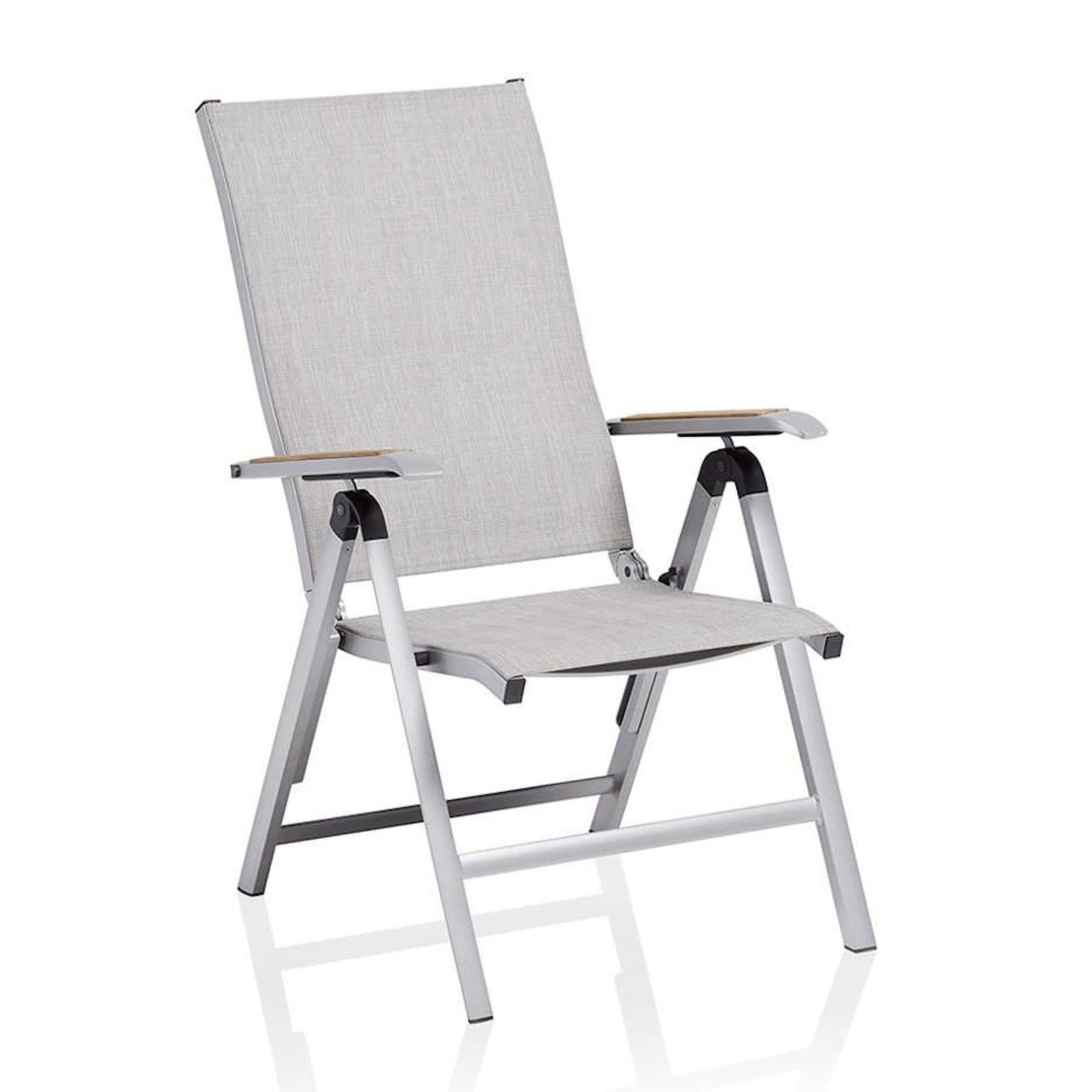 KETTLER Gartenstuhl DIAMOND Multipositionssessel silber / hellgrau Teak