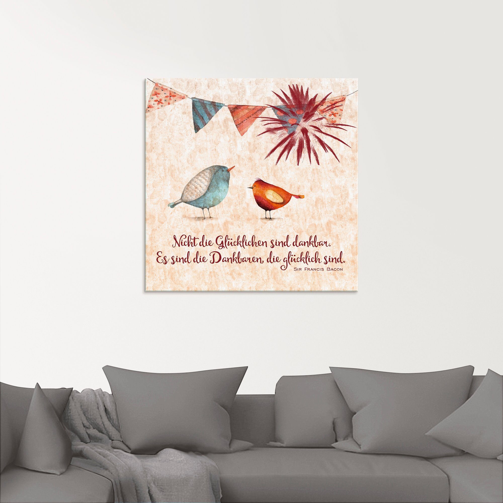 Artland Glasbild Lebensweisheit Glücklich, Tiere (1 St), in verschiedenen G günstig online kaufen