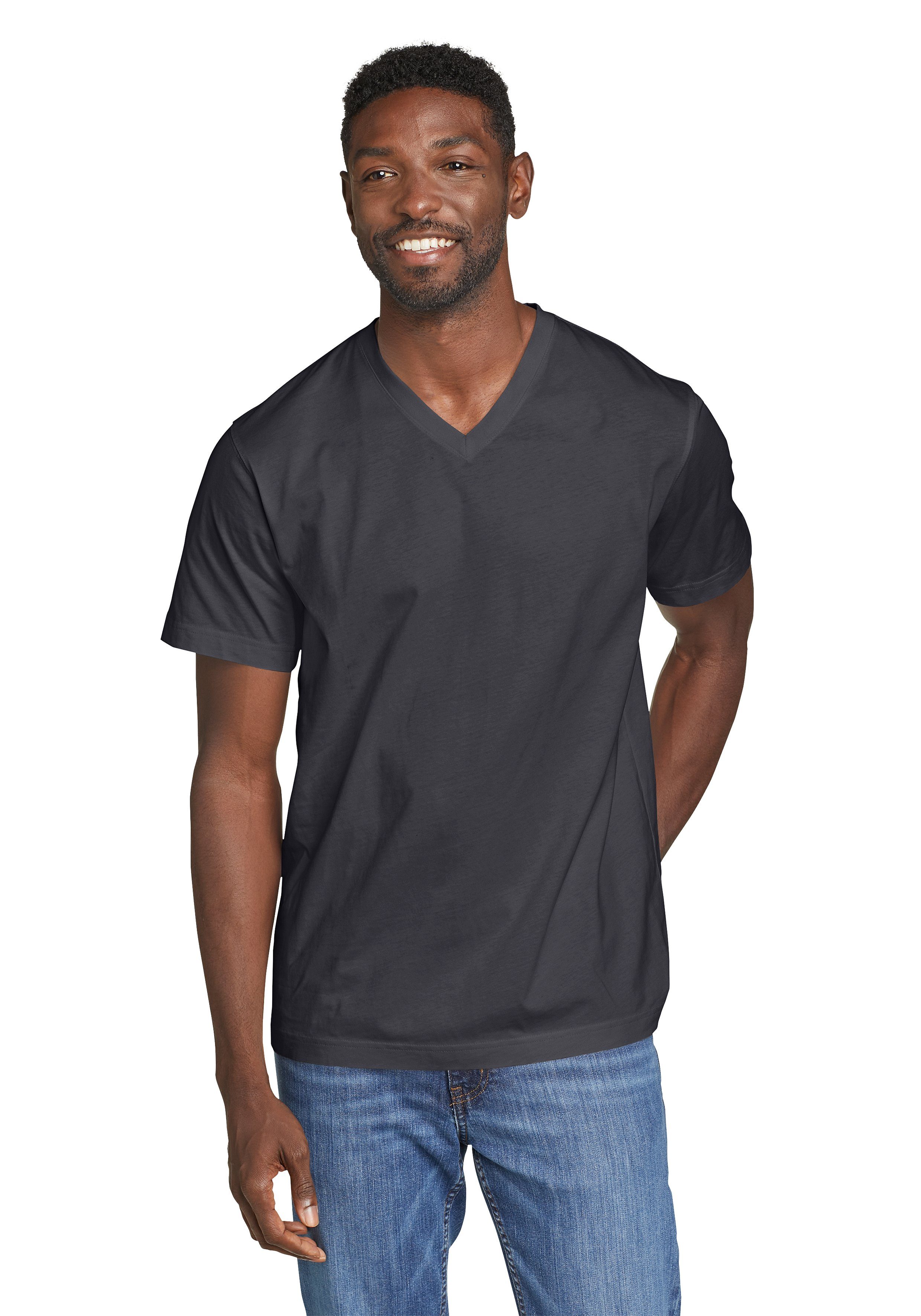 Eddie Bauer T-Shirt Legend Wash Pro Shirt 100% Baumwolle - V-Ausschnitt Mitternachtsnavy