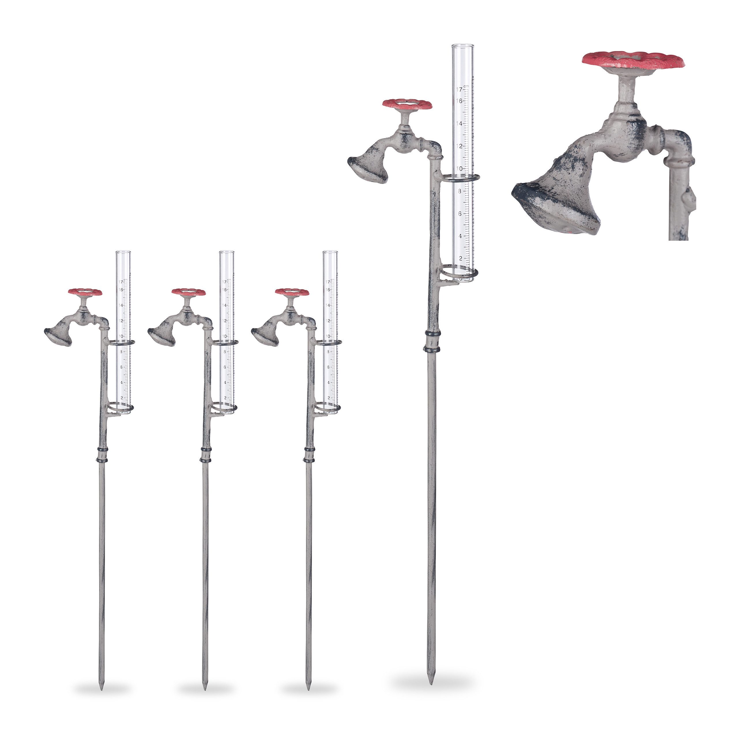 Gartenstecker 4 x Regenmesser Wasserhahn