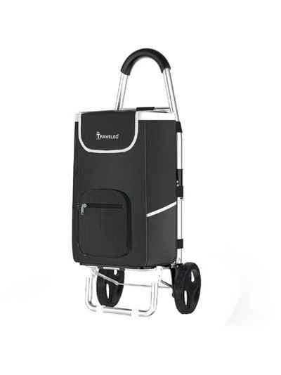 Cheffinger Einkaufstrolley 56L Einkauf Trolley Einkaufswagen Shopping Trolley Aluminium Stabil