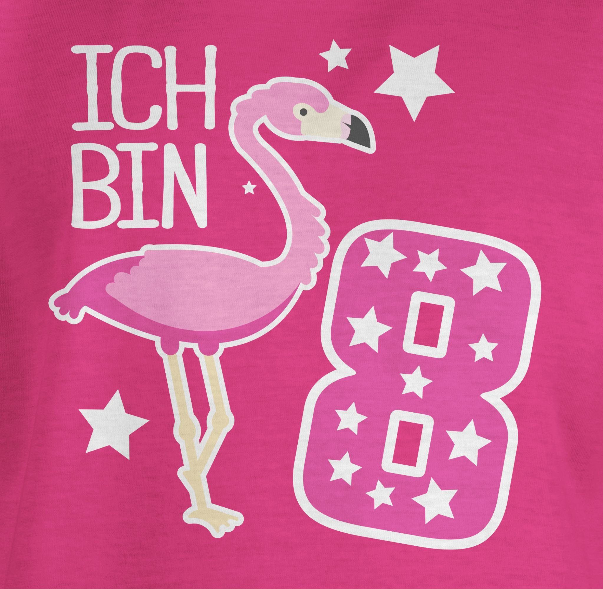 T-Shirt 8. Shirtracer Fuchsia 2 Flamingo Ich Geburtstag bin acht