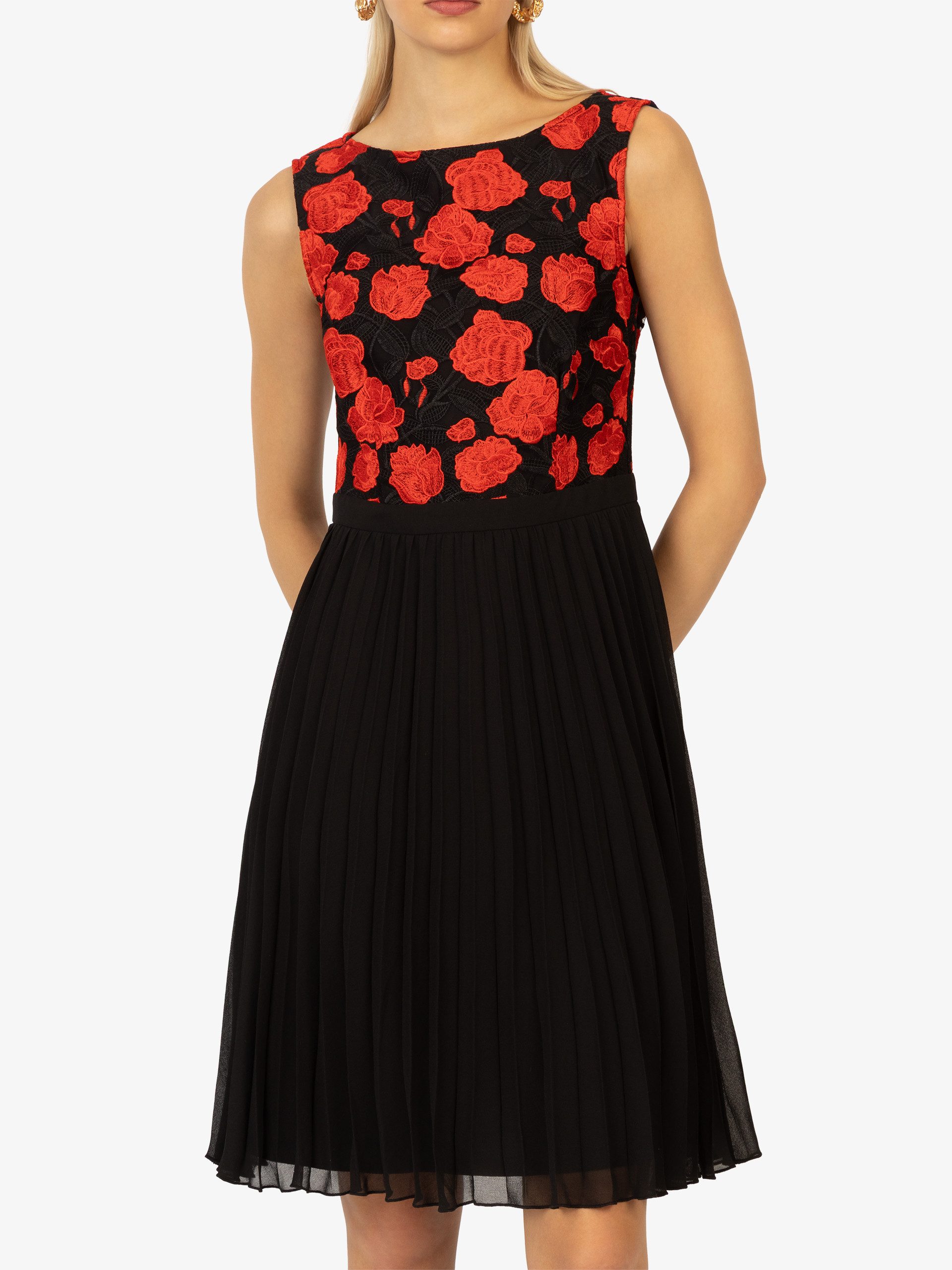 Kraimod Cocktailkleid mit Stickerei und Plisseerock – Bild 4 von 5