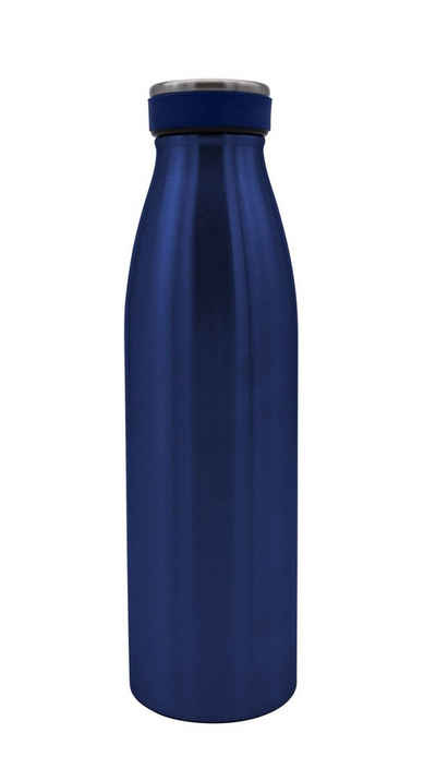 Steuber Thermoflasche, Edelstahl Isolierflasche 500 ml doppelwandig dunkelblau