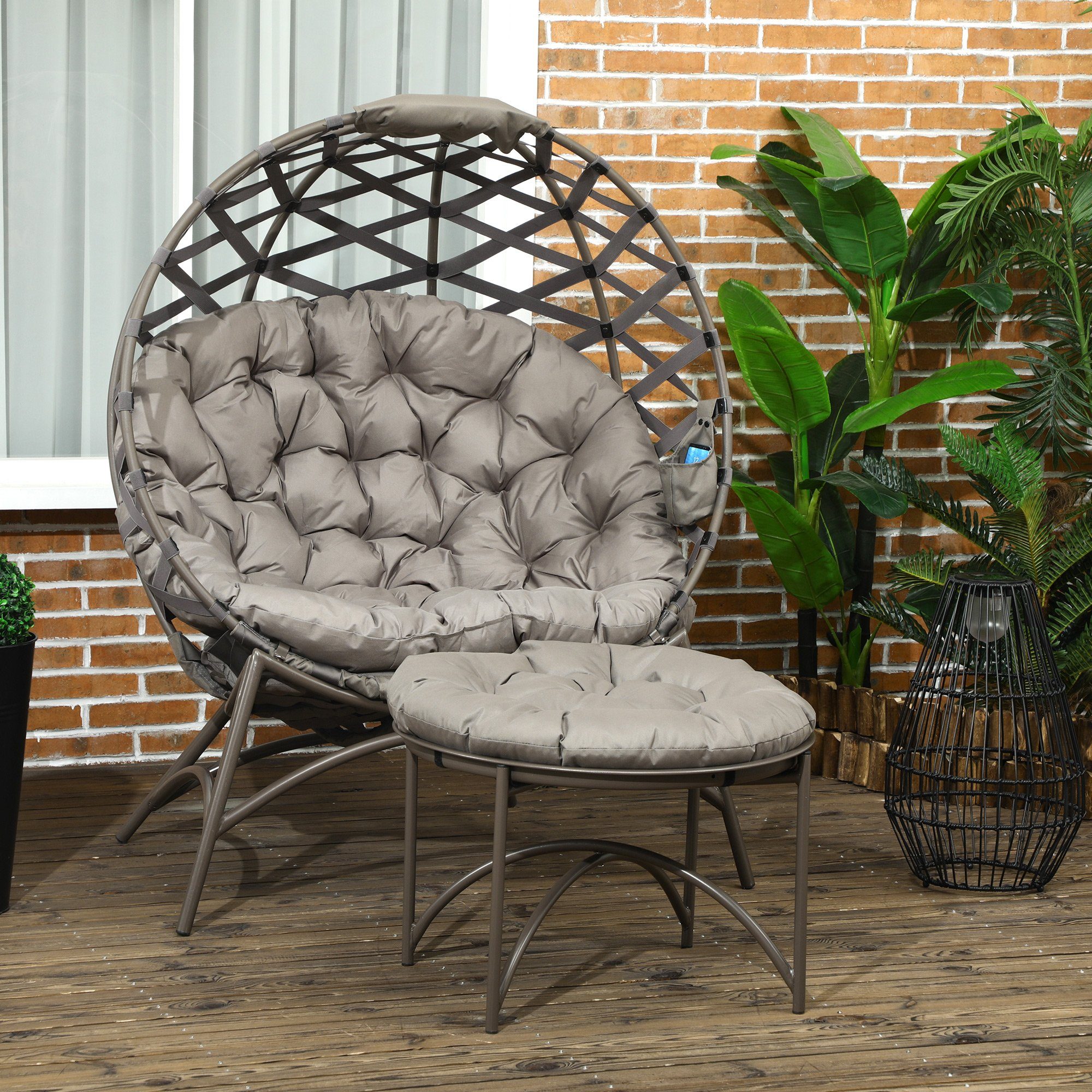 Outsunny Sitzgruppe Gartenstuhl-Set, (Set, 2-tlg., Gartenstuhl-Set), günstig online kaufen