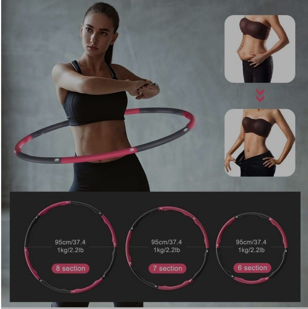 Wooja Hula-Hoop-Reifen Hula-Hoop-Reifen Fitness Pink-Grau 8-teilig