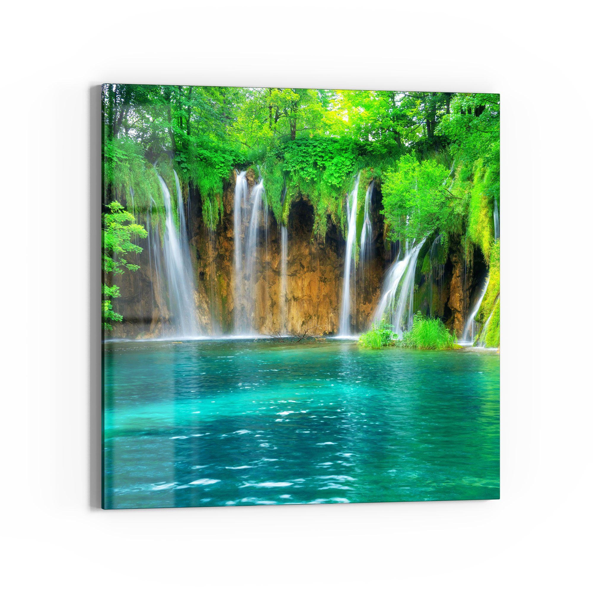 DEQORI Glasbild 'Wasserfälle in Kroatien', 'Wasserfälle in Kroatien', Glas Wandbild Bild schwebend modern