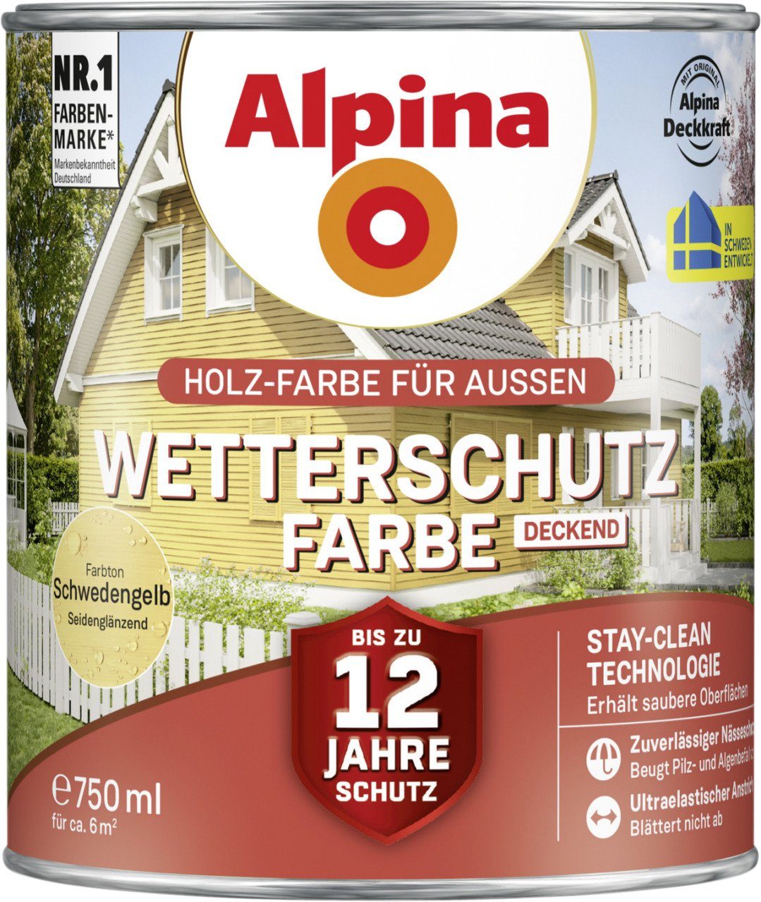 Alpina Holzschutzlasur Alpina Wetterschutzfarbe deckend 0,75 L