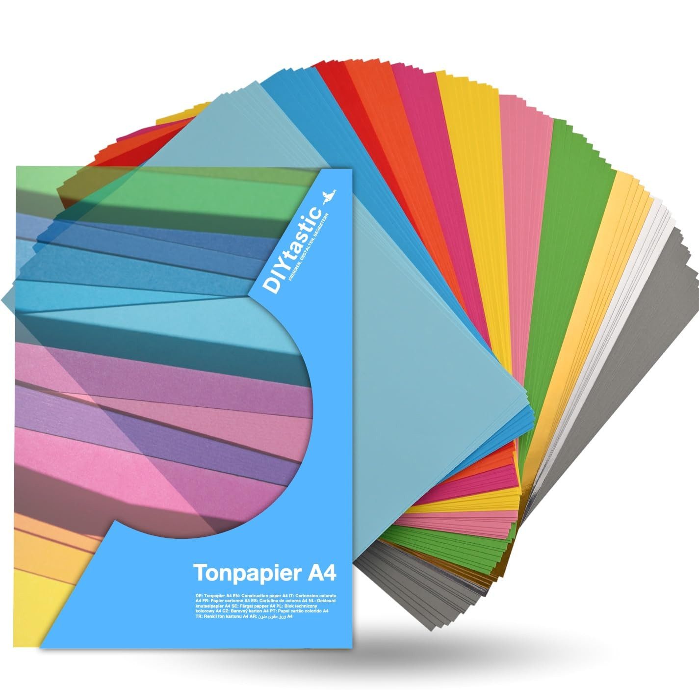 DIYtastic Bastelkartonpapier 50x Papier bunt