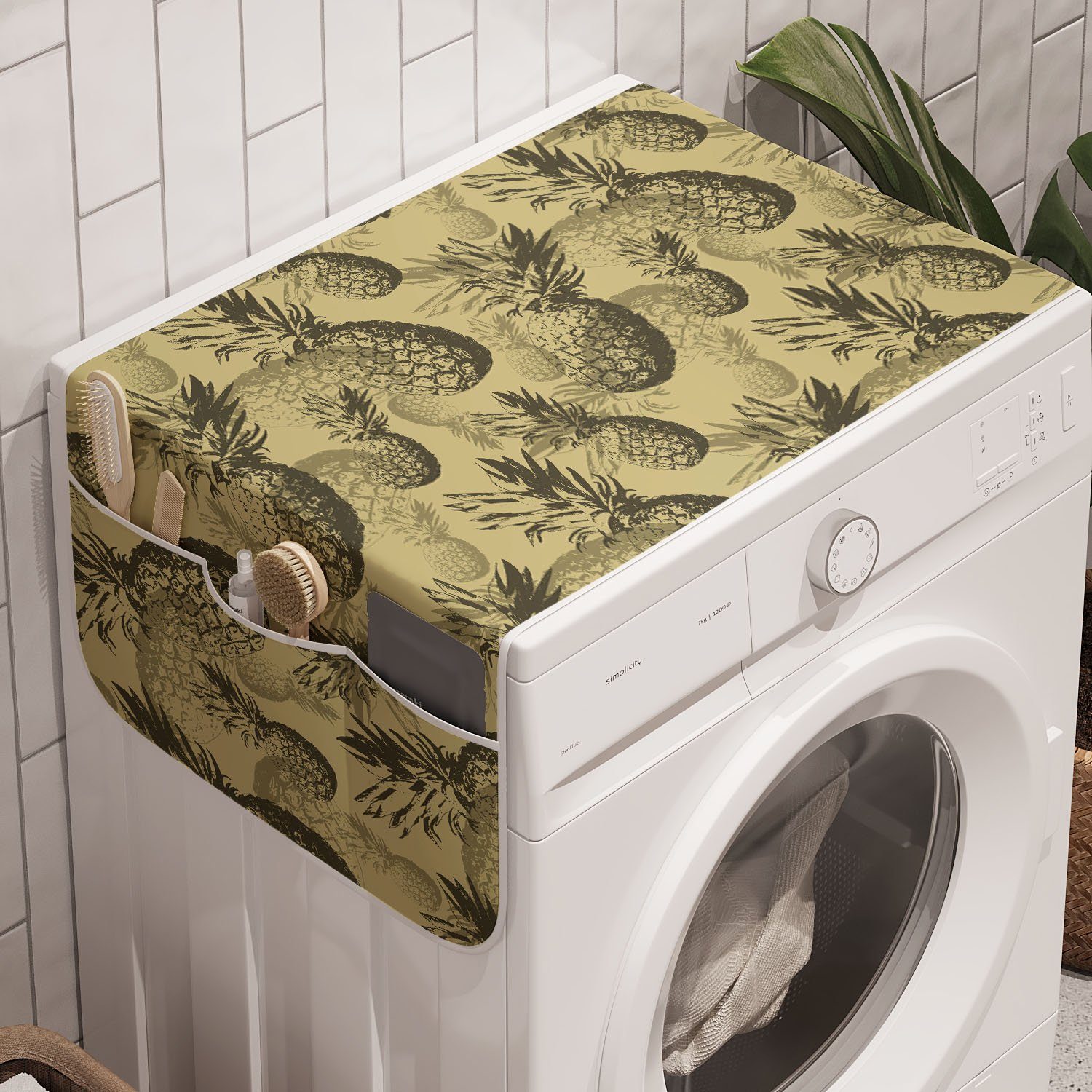 Grunge und Tropic Badorganizer Trockner, Anti-Rutsch-Stoffabdeckung Waschmaschine Ananas Abakuhaus für Muster