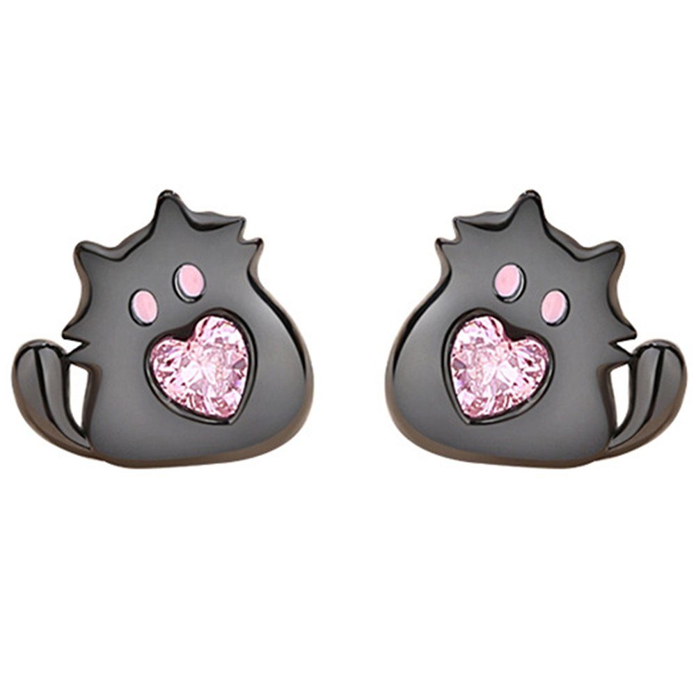 Haiaveng Paar Ohrhänger s925 Ohrringe aus Sterlingsilber, rosa Tinte Kätzchen Ohrringe, Niedliche Liebesohrringe für Frauen