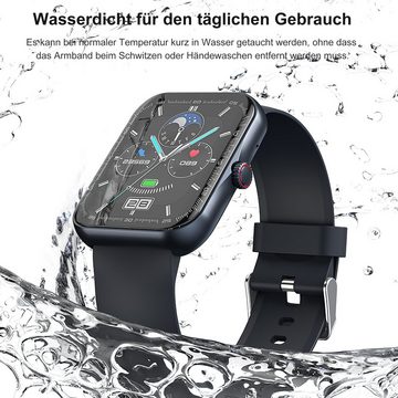 Vbrisi Smartwatch Damen Herren Smartwatch, Fitness Tracker Uhr mit Anrufe Smartwatch