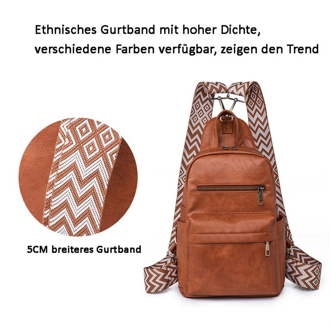 Colour Rucksack, Mehrzweck-Umhängetasche Cityrucksack Frauen DÖRÖY Solid Braun Für Vintage