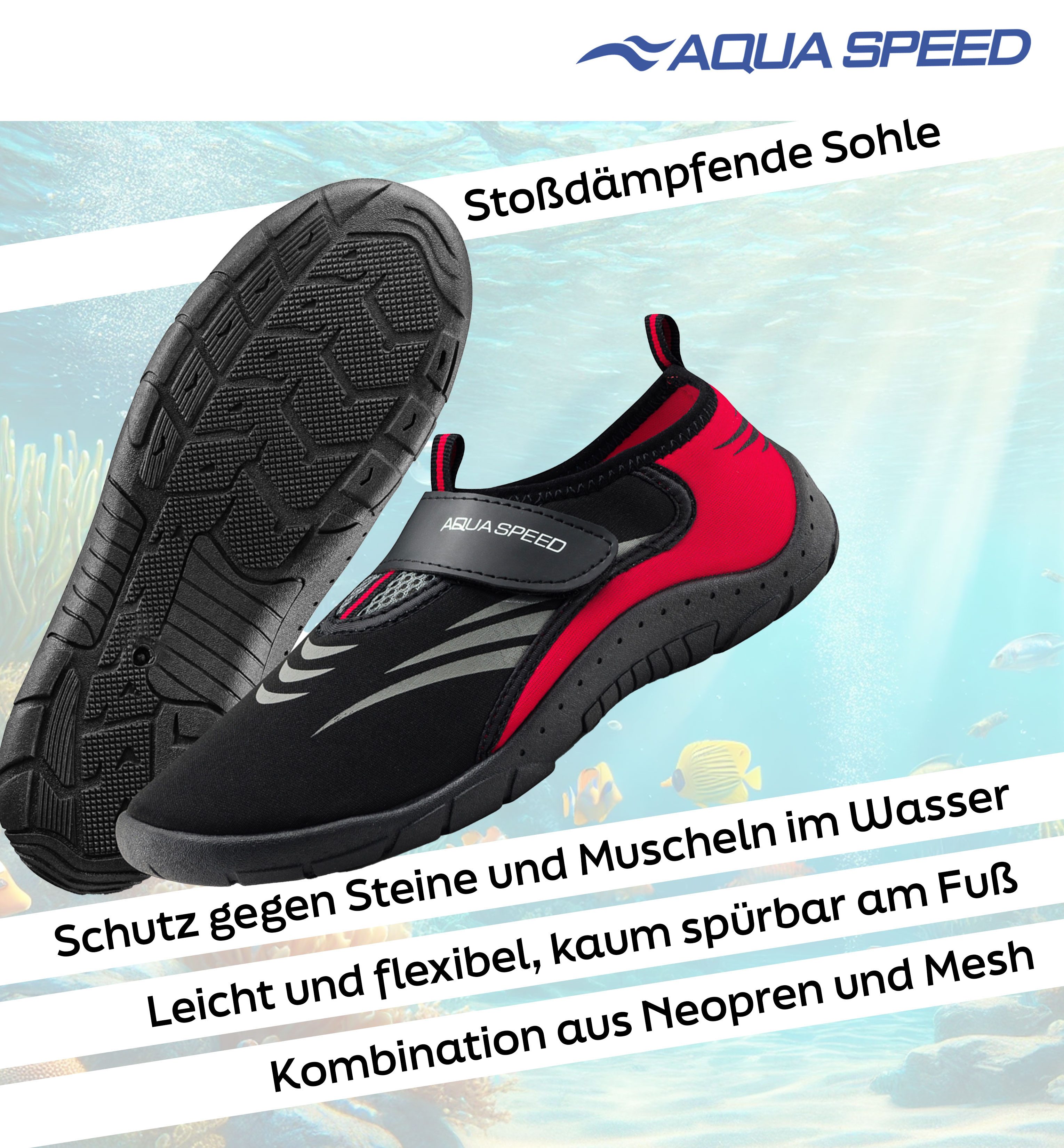 Aqua Speed Rutschfeste Badeschuhe Herren Gr. 45 – ideal für Sommer & Reise Wasserschuh (Barfußtauglich & hygienisch – zum Mitnehmen & Spülen) Stark im Halt – Auch bei Wellen, Strömung oder Wasseraction