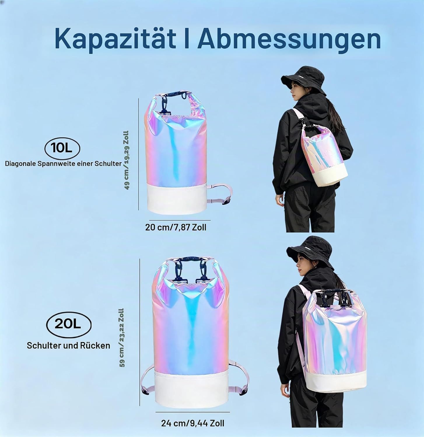 FELIXLEO Packsack Dry Bag 10L Rolltop Rucksack wasserdicht mit Schultergurt Kajak