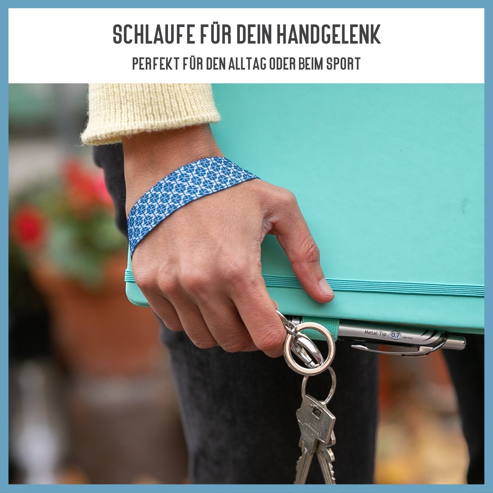 Things of Happiness Schlüsselanhänger Schlüsselband kurz mit Schlüsselring und Karabiner, kurzes Lanyard, Geschenk