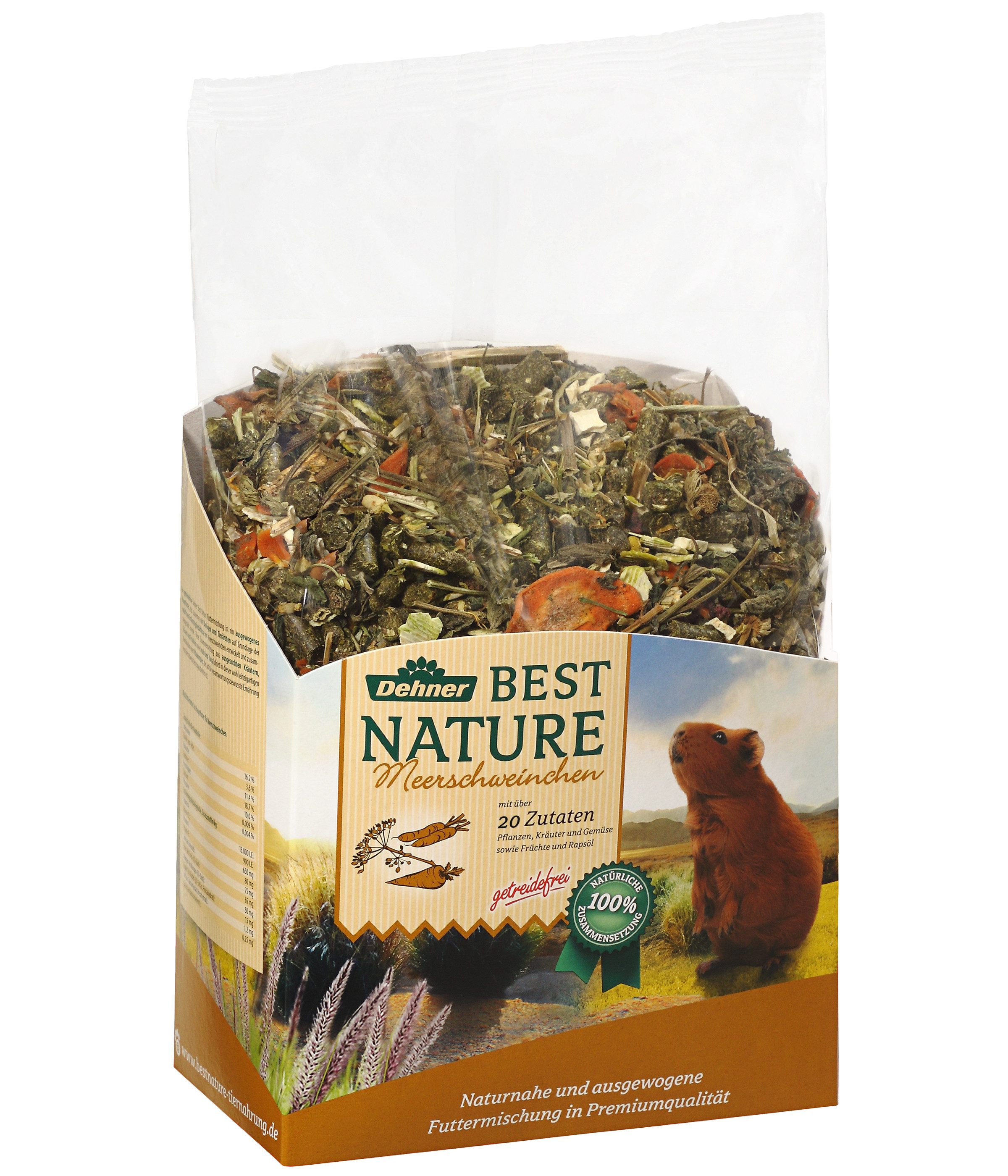 Dehner Dehner Best Nature Nagerfutter Adult, Meerschweinchenfutter, 2 kg, Hauptfutter für: Meerschweinchen, Kleintiere, Nager